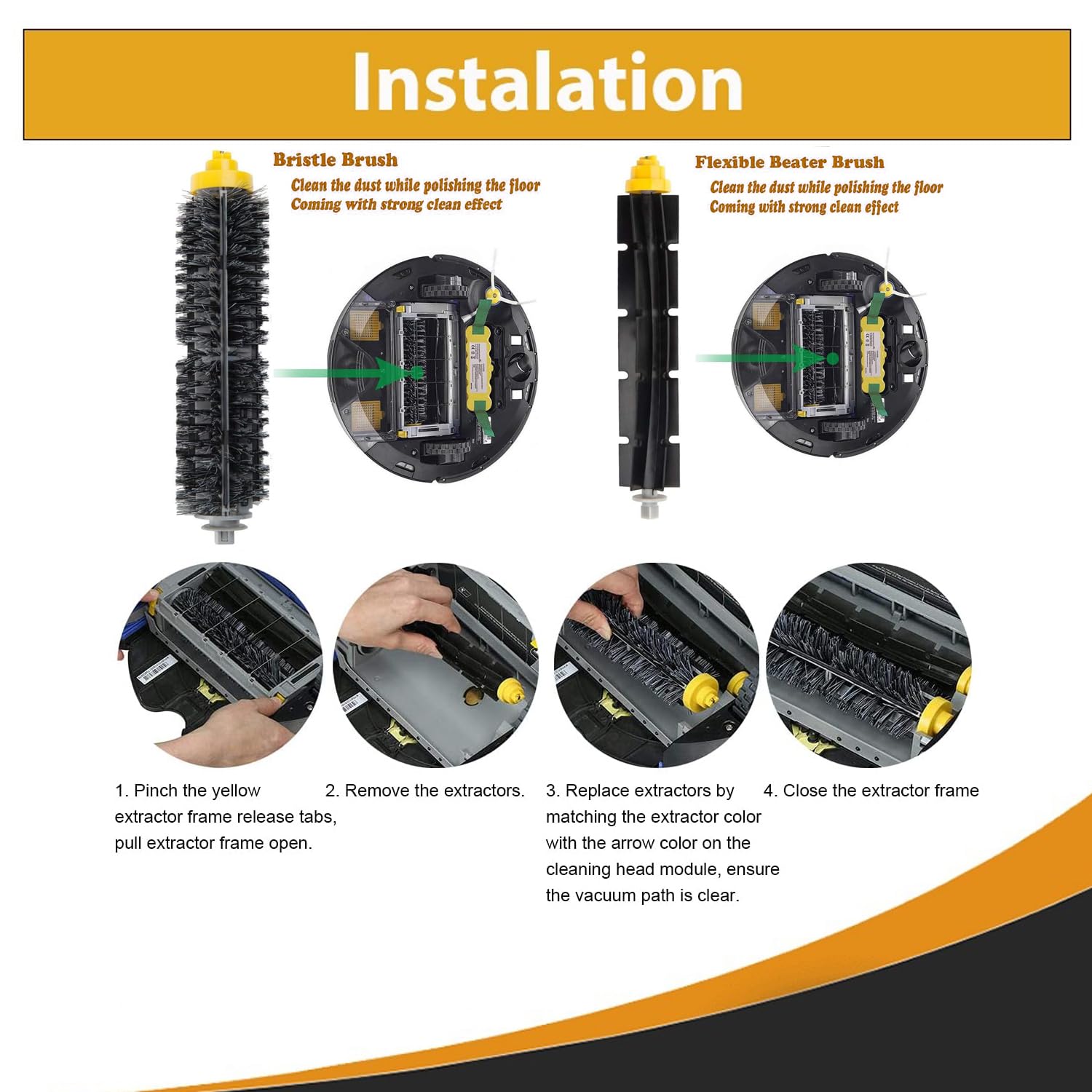 Topvacuumparts Replacement Accessories Kit Fits For iRobot Roomba 700 Series 760 761 770 780 790 Robot Vacuum with Flexible Beater and Bristle Brush