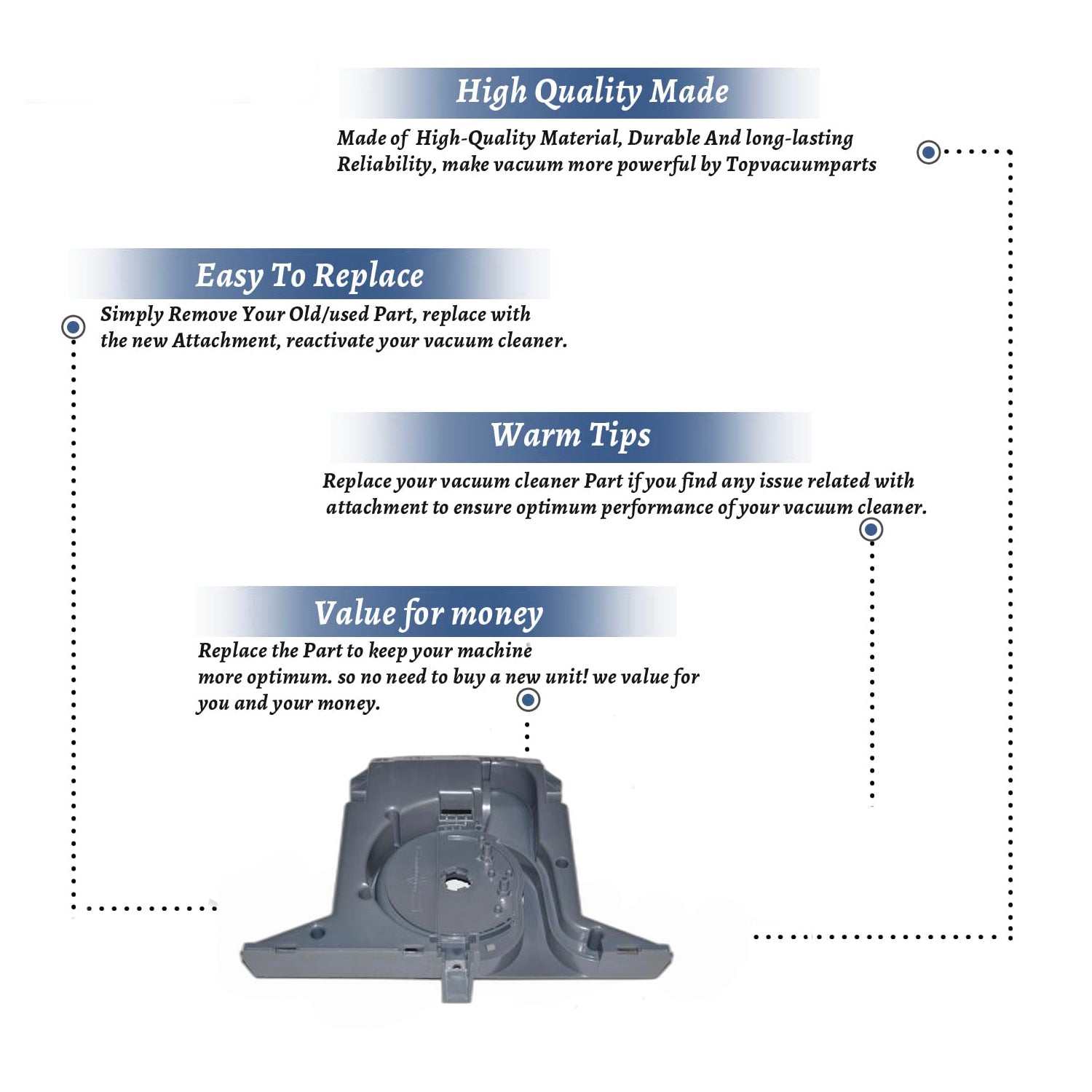 Topvacuumparts Replacement Part For Turbo Cat T-210 Vacuum Cleaner Lower Housing # compare to part 7211-01-X