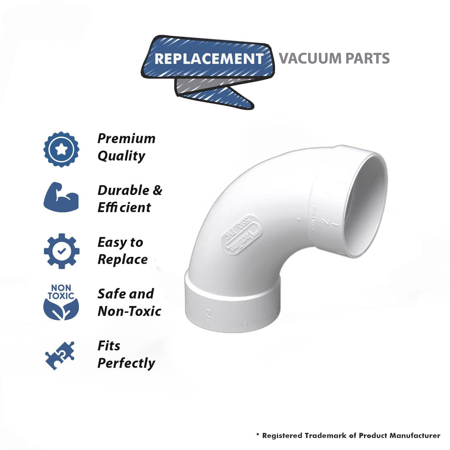 Topvacuumparts Replacement Part For Canplas - Hayden White 90 Degree Sweep Elbow Used in Central Vacuum installations # compare to part 765510W