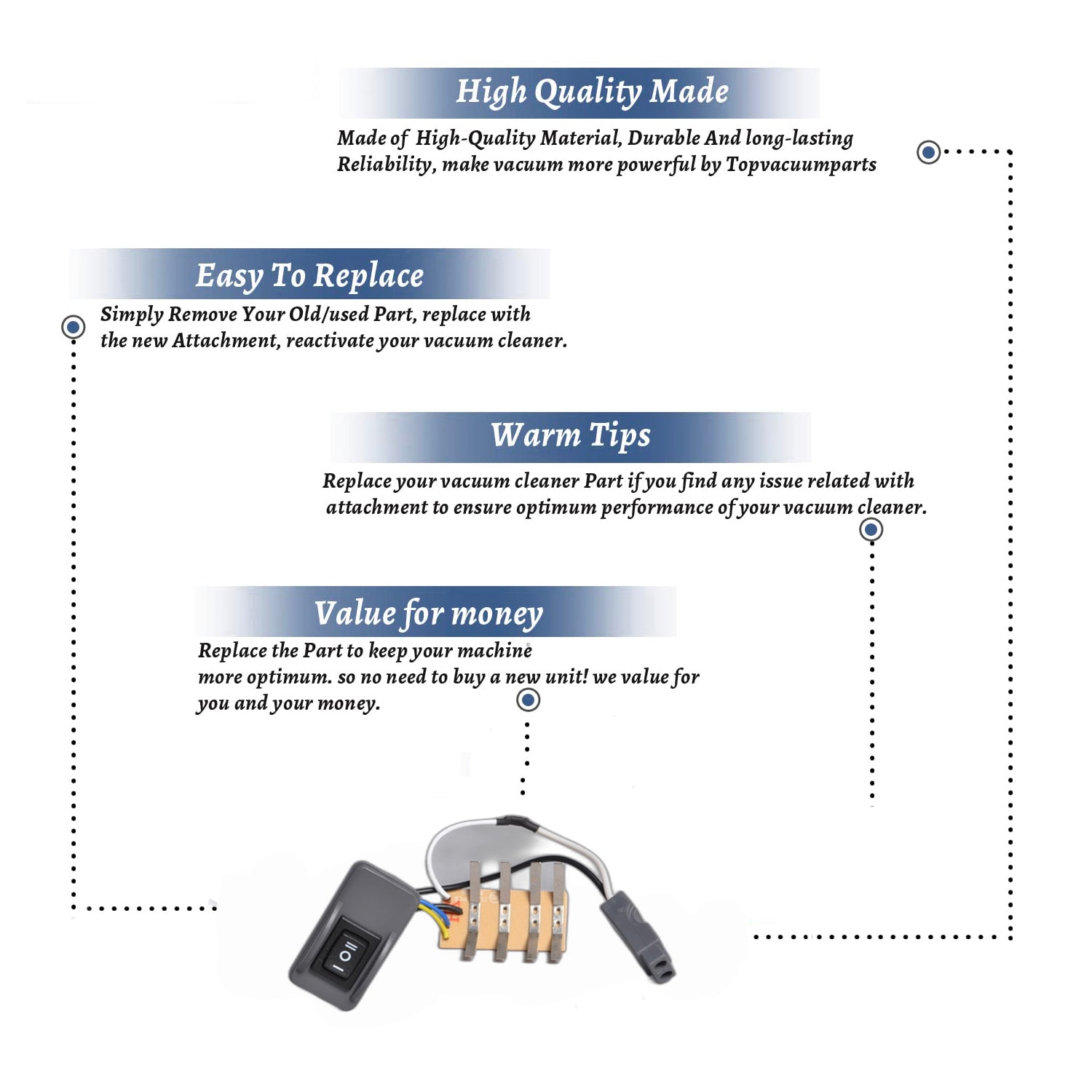 Topvacuumparts Replacement For Hayden 4 Wire Switch With Board For Central Vacuum Superhose III # Compare to Part 805882-3