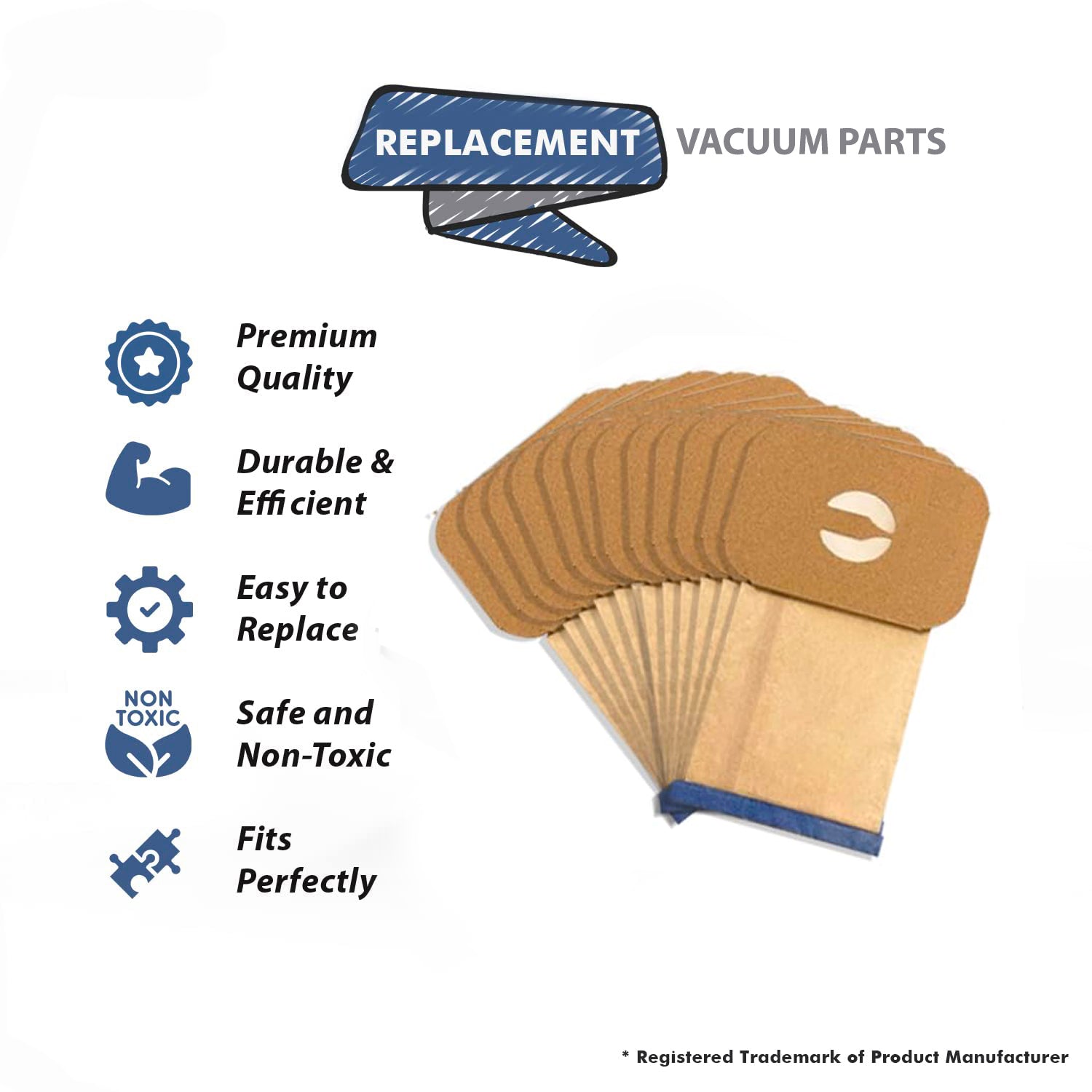 Topvacuumparts 12 Pack Style C Vacuum Cleaner Bags Replacement for Electrolux Canister Tank Style C Vacuums # compare to parts 805FPC