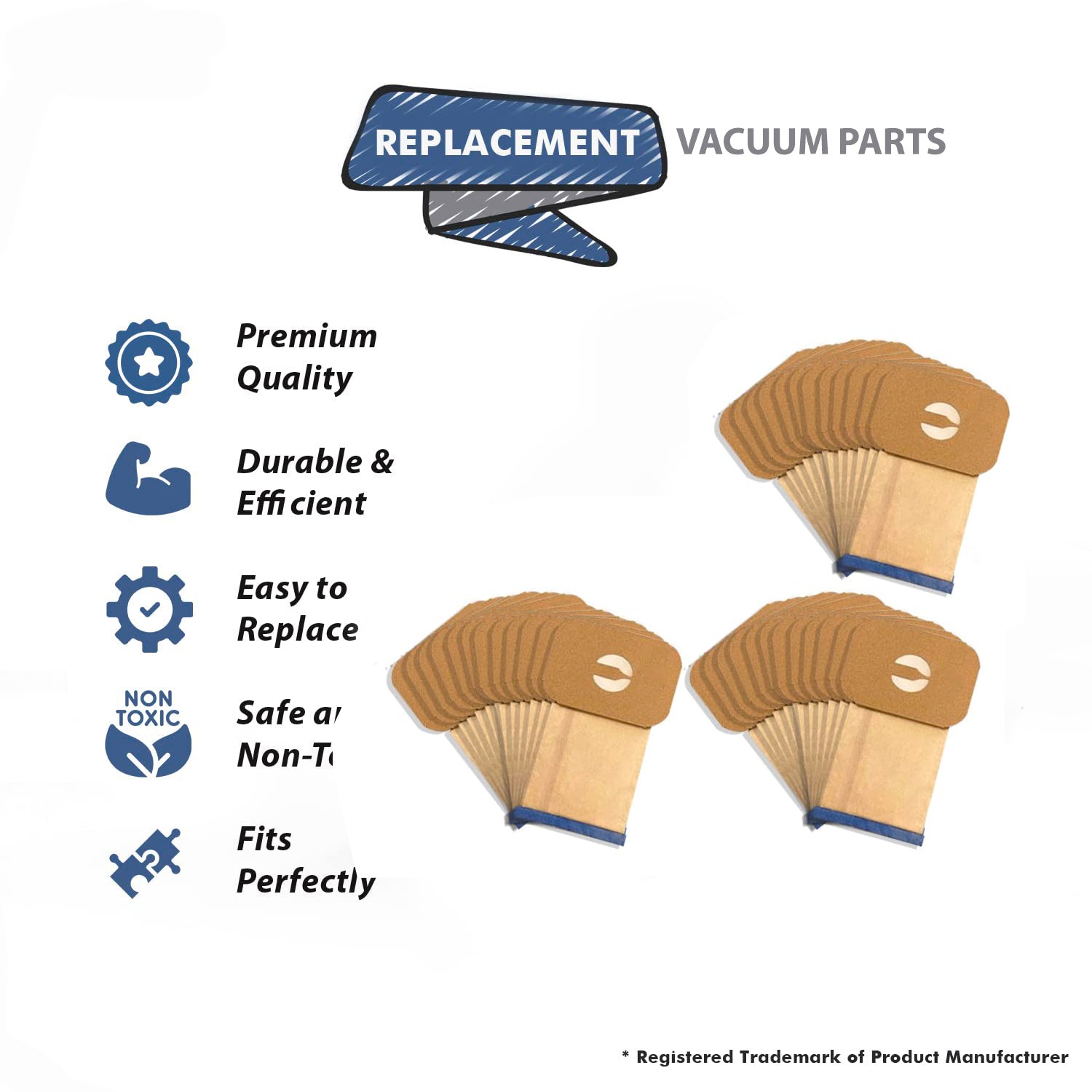 Topvacuumparts 36 Replacement Type C Tank Model Vacuum Cleaner Bags 4 Ply for Electrolux # compare to parts 805FPC
