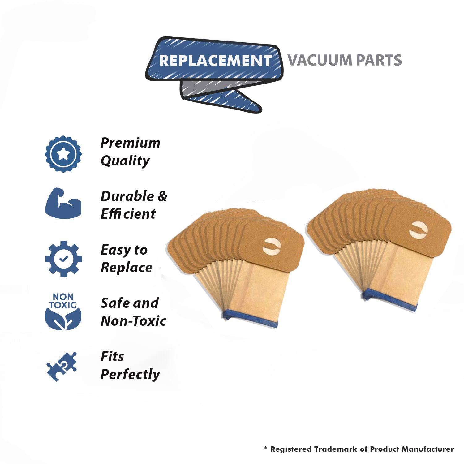 Topvacuumparts Replacement for Electrolux Bag Upright Vacuum Cleaner Style U # compare to parts 138FPC