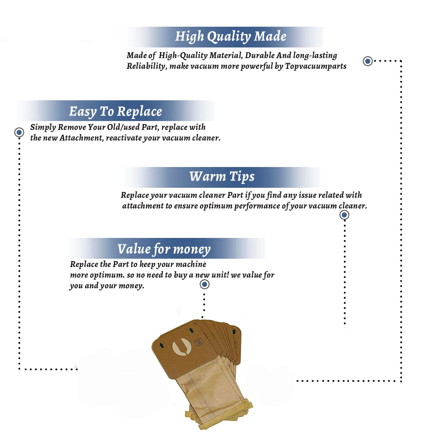 Topvacuumparts 18x Style R Vacuum Bags + 3X Filters fit Replacement Part For Electrolux Renaissance, Guardian, Epic 8000 Canister Series # EXR-1430