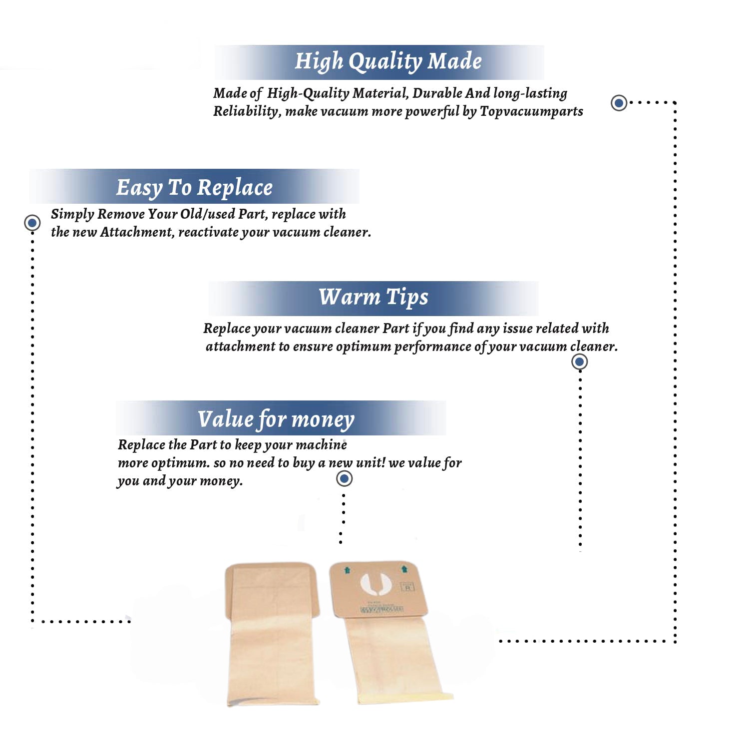 Topvacuumparts 4 Canister Vacuum Bags Replacement Part For Electrolux Renaissance Guardian Style R, 9000 8000# compare to part 807C