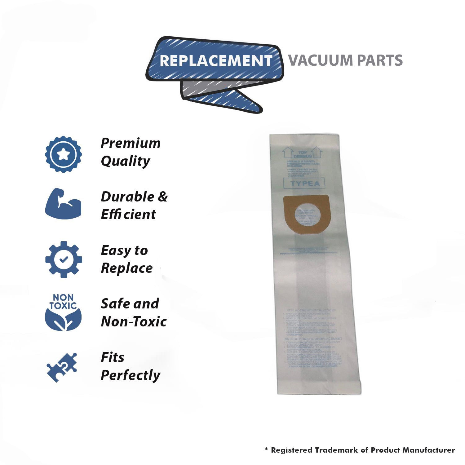 Topvacuumparts Replacement Part For Hoover Upright Vacuum Cleaner Type-A 9Pk Paper Bags # compare to part 4010001A