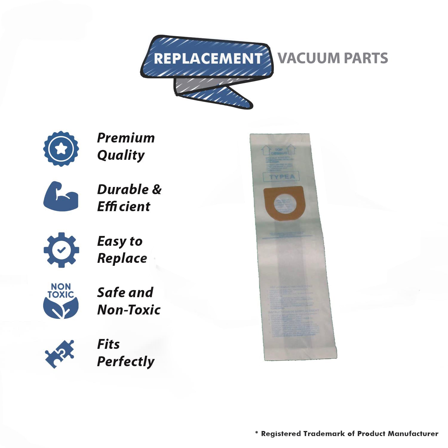 Topvacuumparts 809SW Replacement Part For Hoover Type A Upright Vacuums 9 Paper Bags # compare to part 809SW