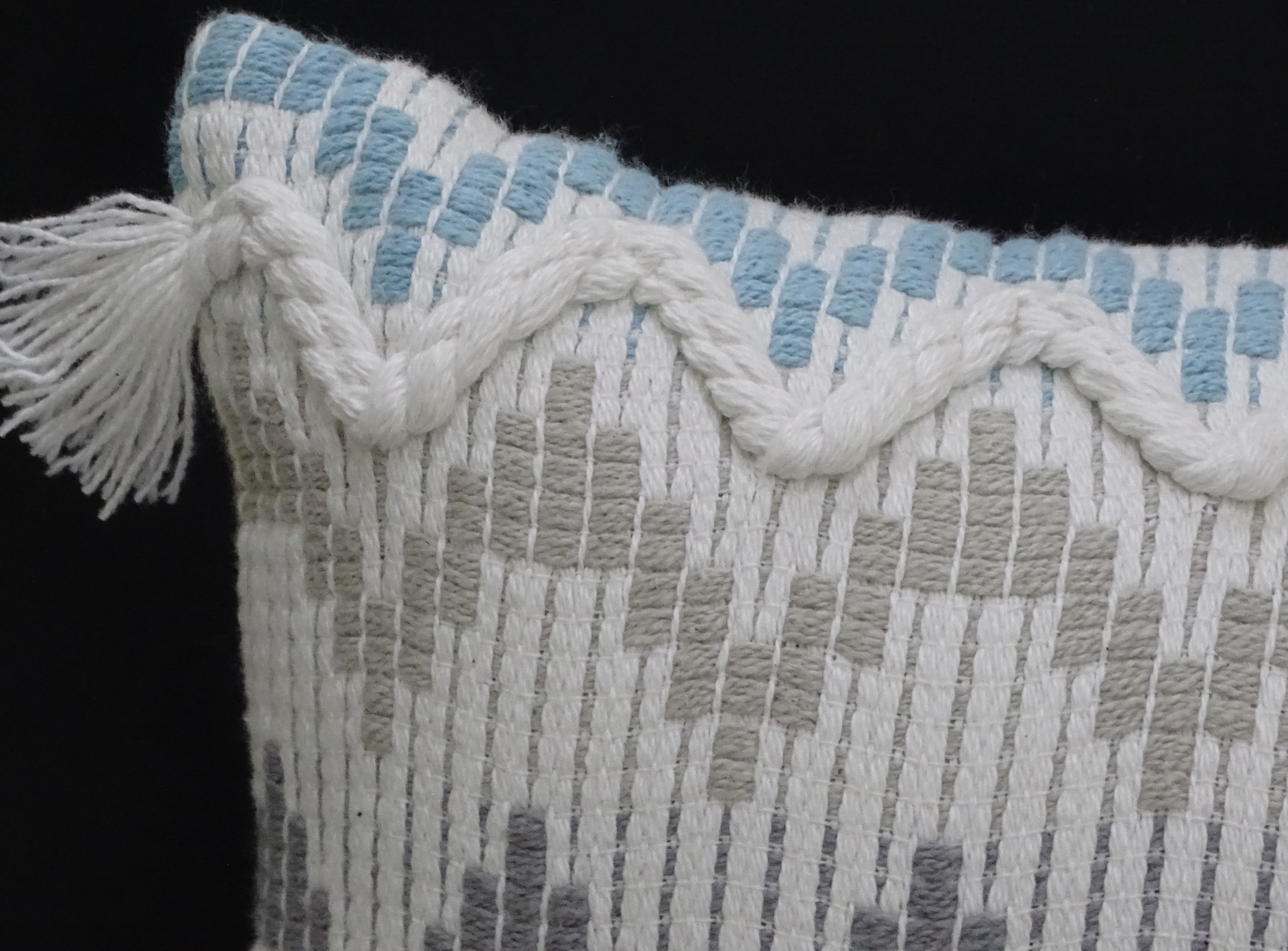 Chevron Throw Pillow for Sofa with Braid and Tassels 14