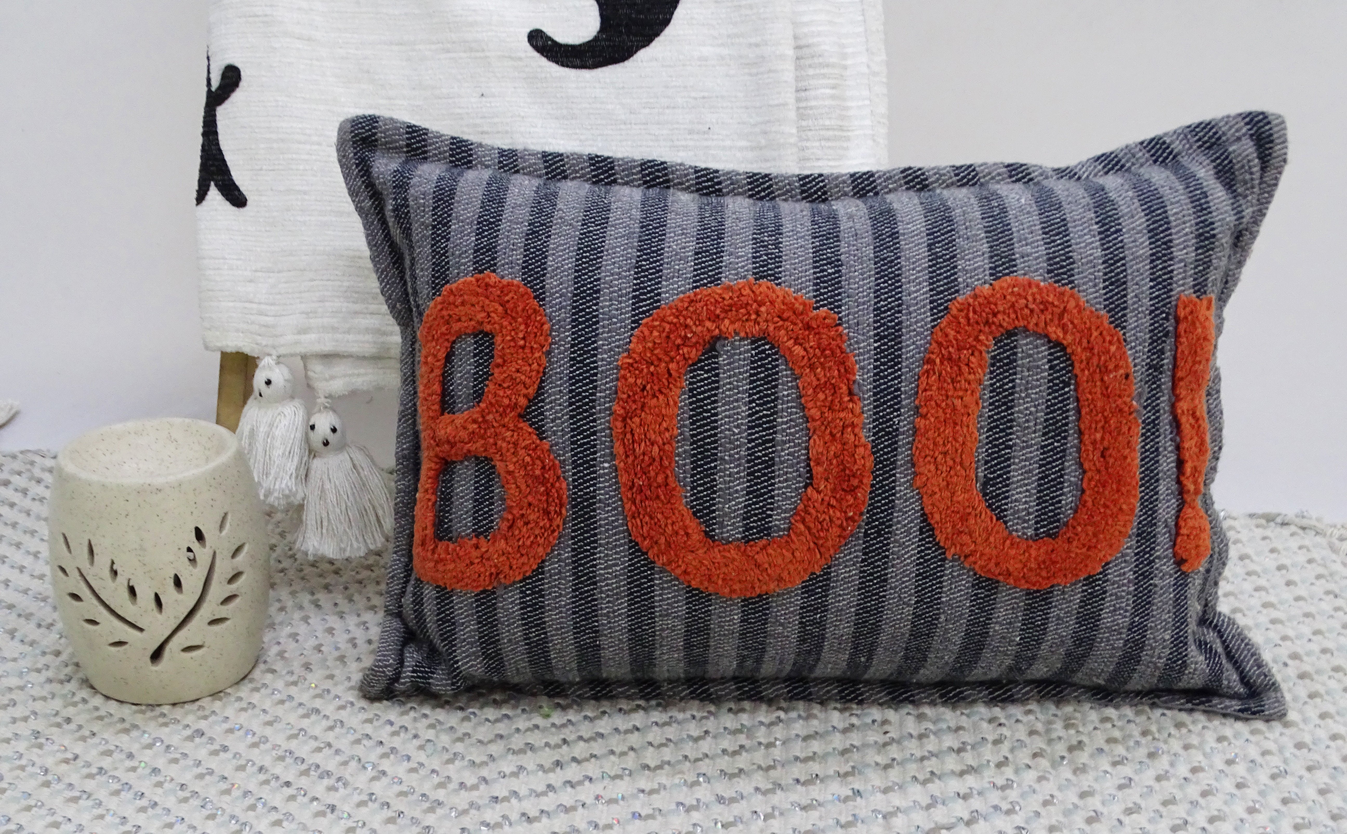 Halloween Throw Pillow Texted BOO! 14