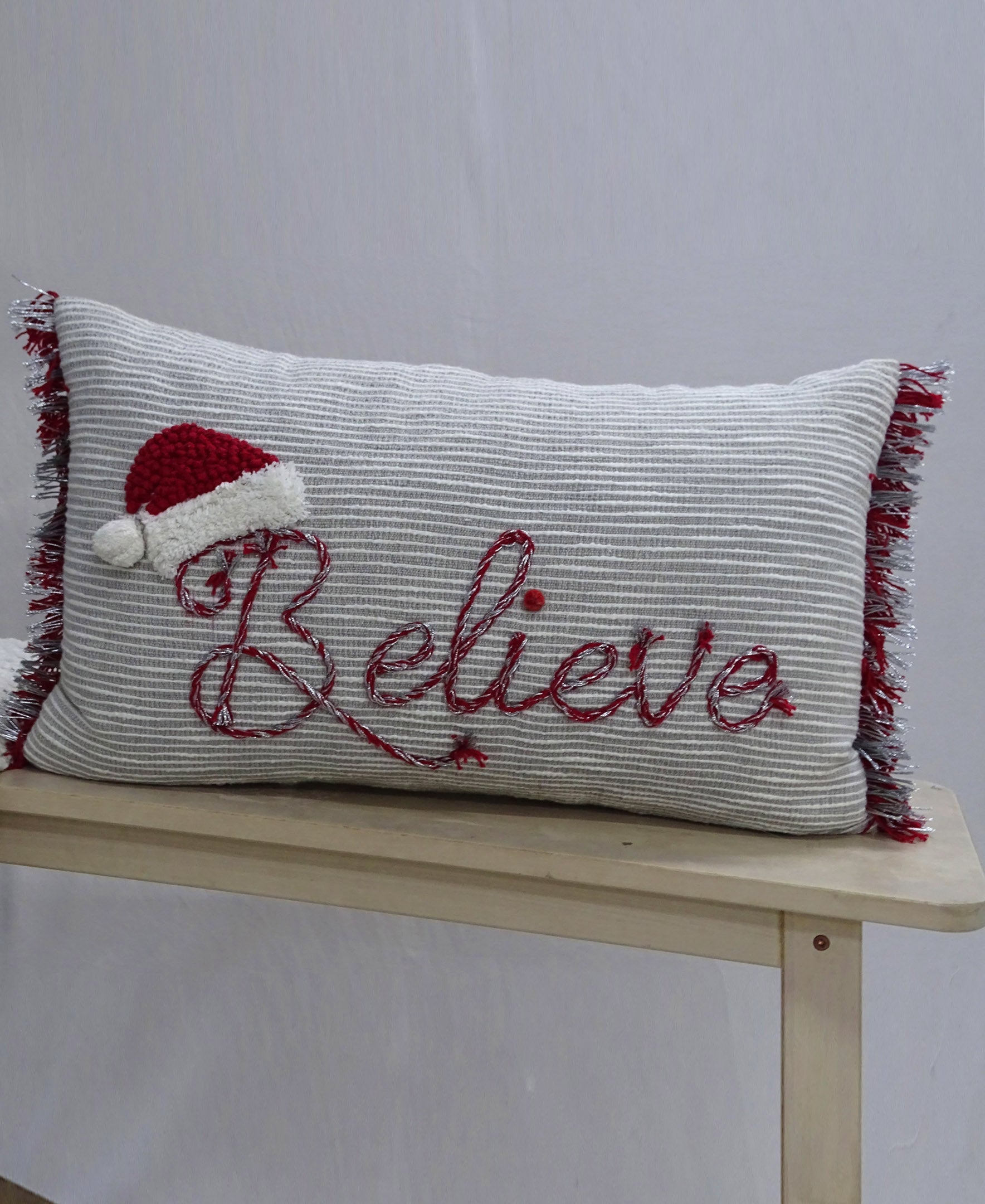Christmas Throw Pillow for couch- Believe 14