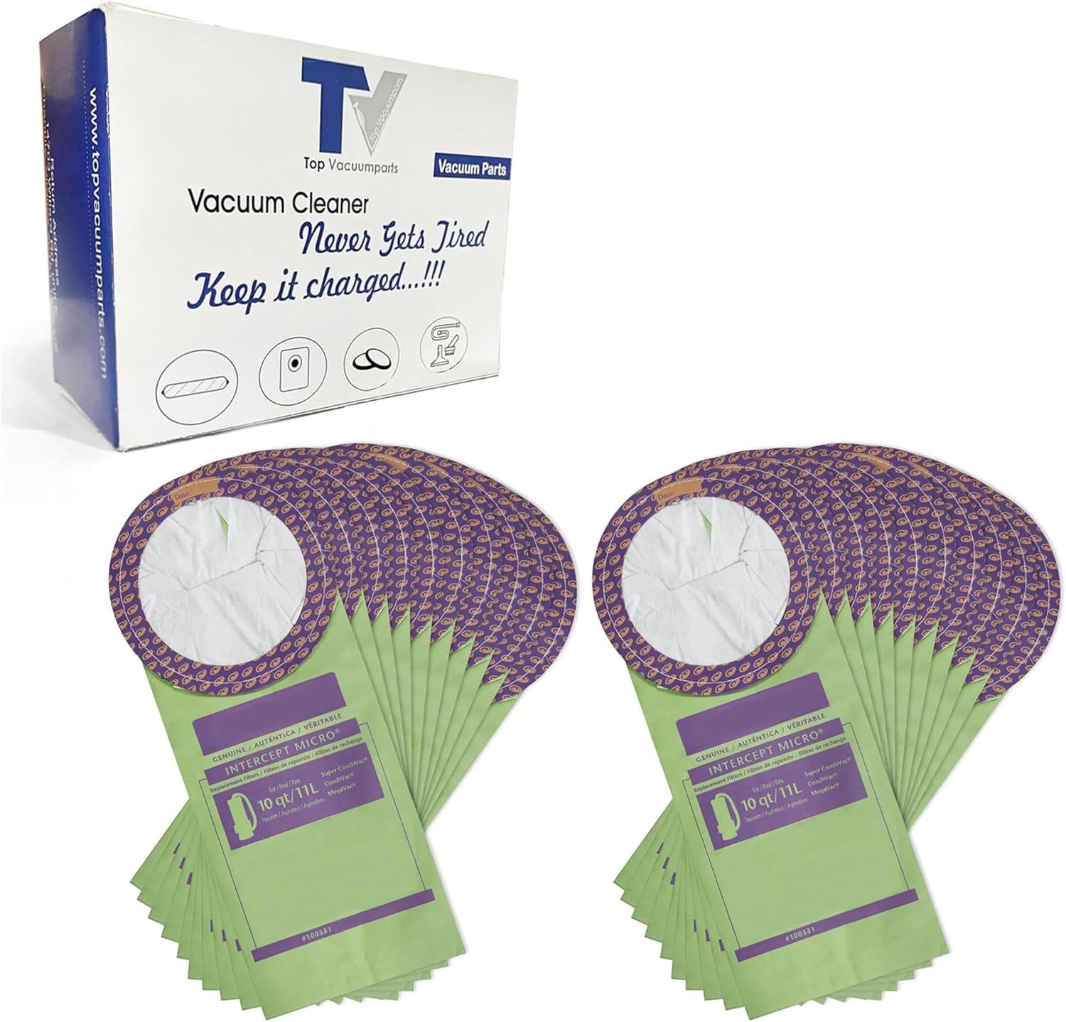 Topvacuumparts Replacement for Proteam 10 Quart Backpack Vacuum Bags. 10 Pack Bundle # compare to part 100331