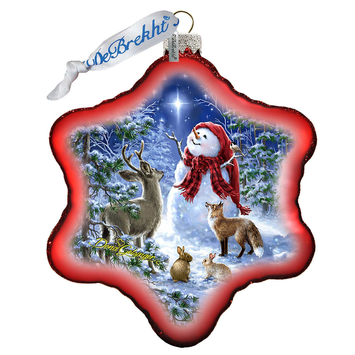 Heaven Snowman Glass Ornament by D. Gelsinger - Christmas Santa Snowman Decor - 754-102R-DG