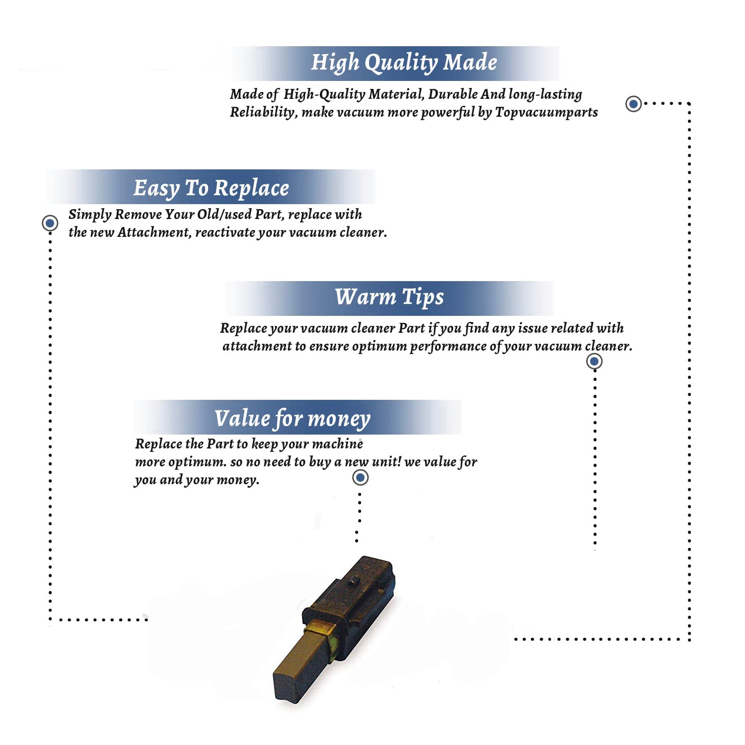 Topvacuumparts Replacement Part For Ametek Vacuum Cleaner 120 Volt AC Motor Carbon Brush # compare to part 833326-51