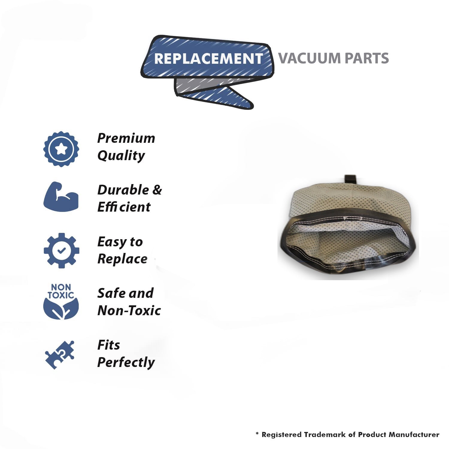 Topvacuumparts Replacement Part For Proteam Vacuum Cloth Bag for Fit Model Super Coach Pro 6, GoFree Backpack # compare to part 834072