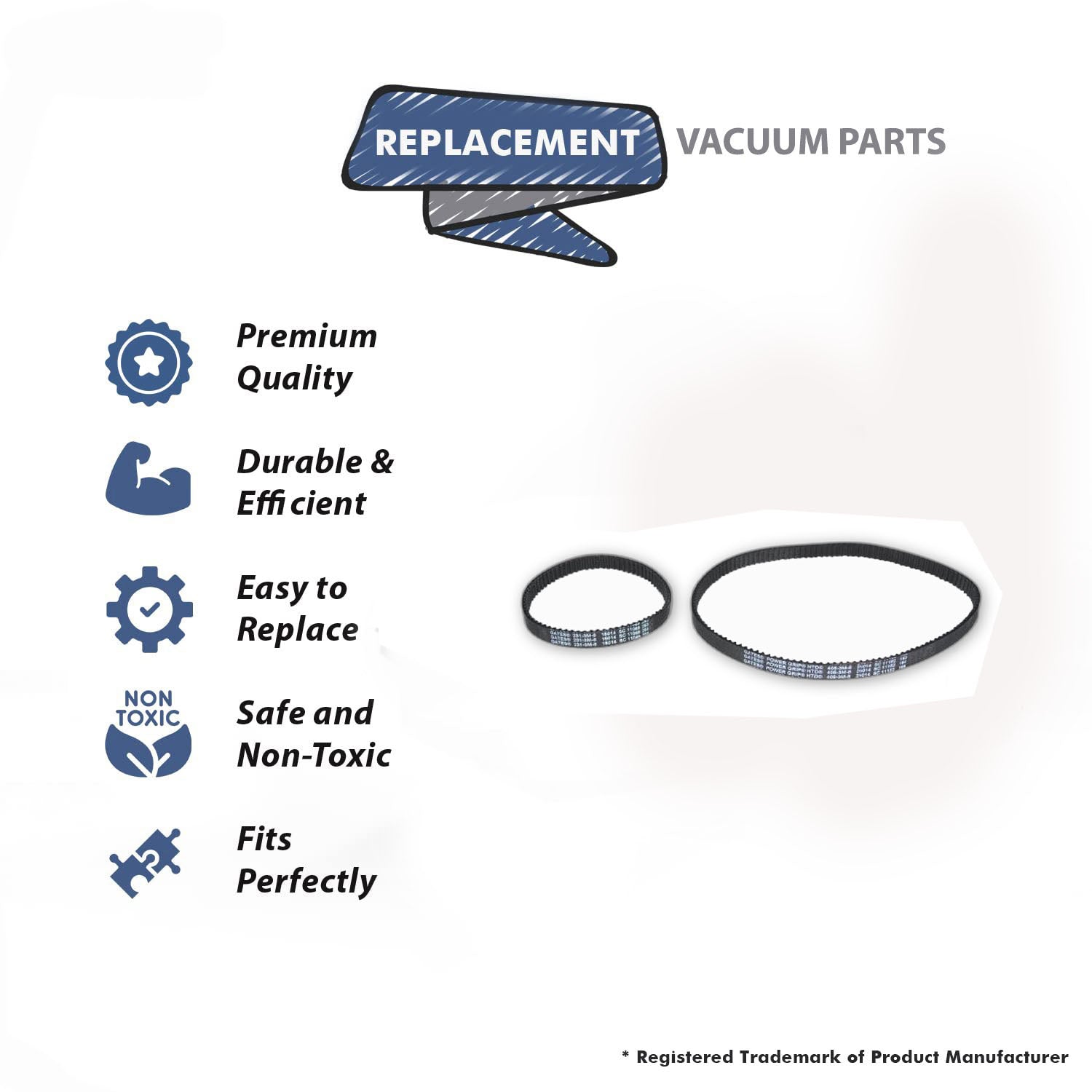 Topvacuumparts Replacement Part for Proteam, Progen 12, 15 Upright Vacuum Cleaner Timing Belts 2pk # Compare to Part 835678