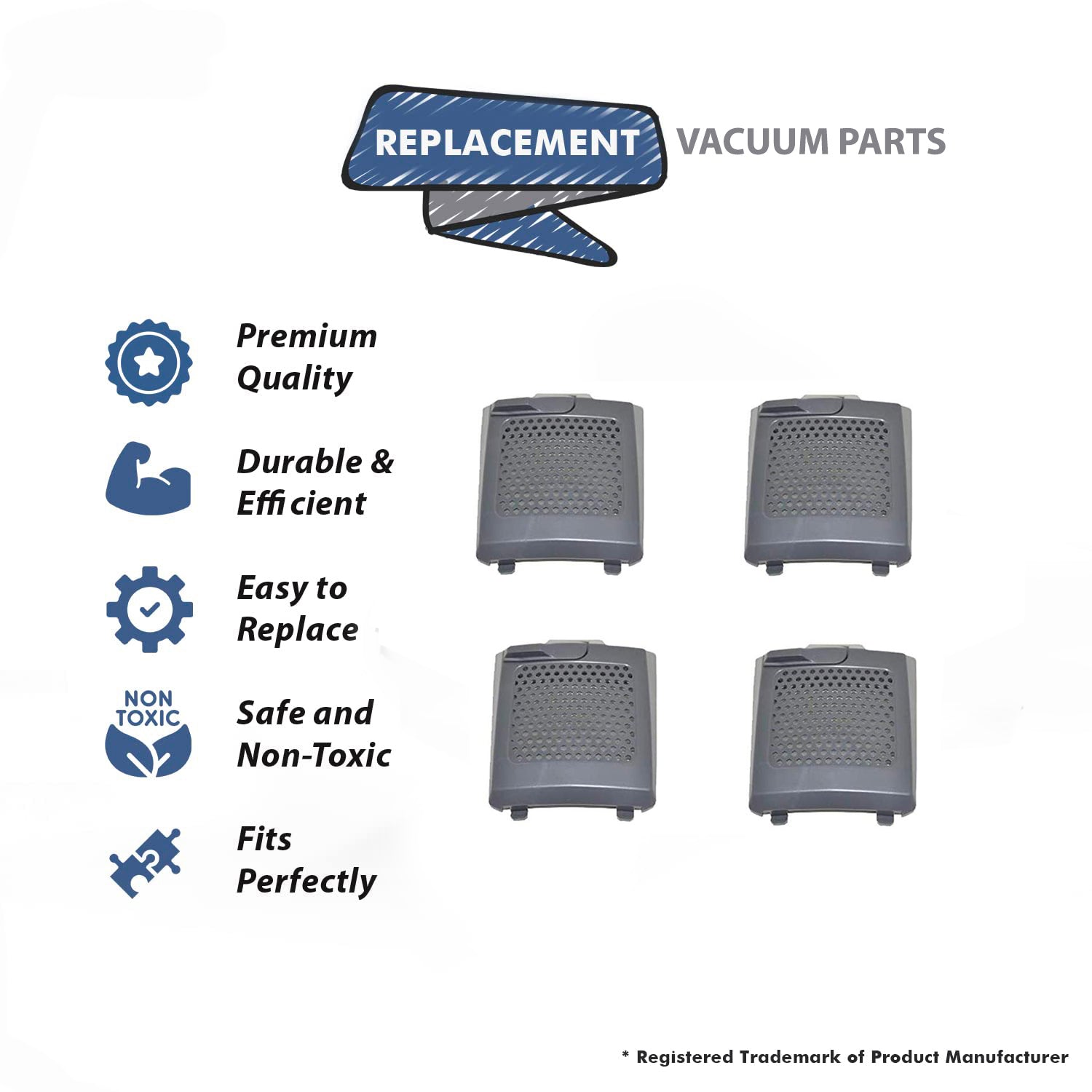 Topvacuumparts Exhaust Filter Door Replacement Part For Proteam Pro 10, Backpack Vaccum Cleaner (4 Pack) # compare to part 841708