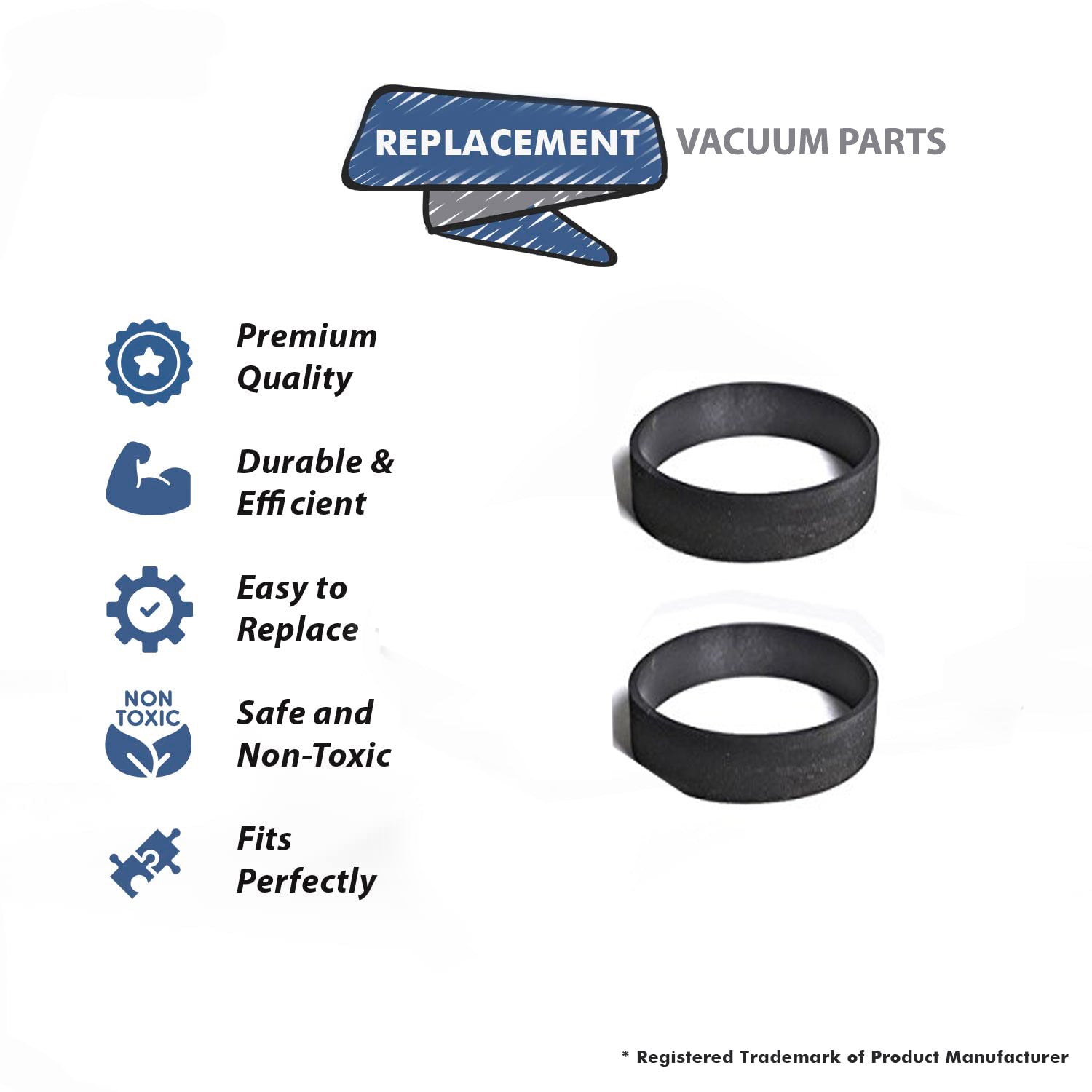 Topvacuumparts Replacement Part for Fuller Brush FB-PTCAN Canister Vacuum Cleaner Flat Belt 2PK # Compare to Part 9.124
