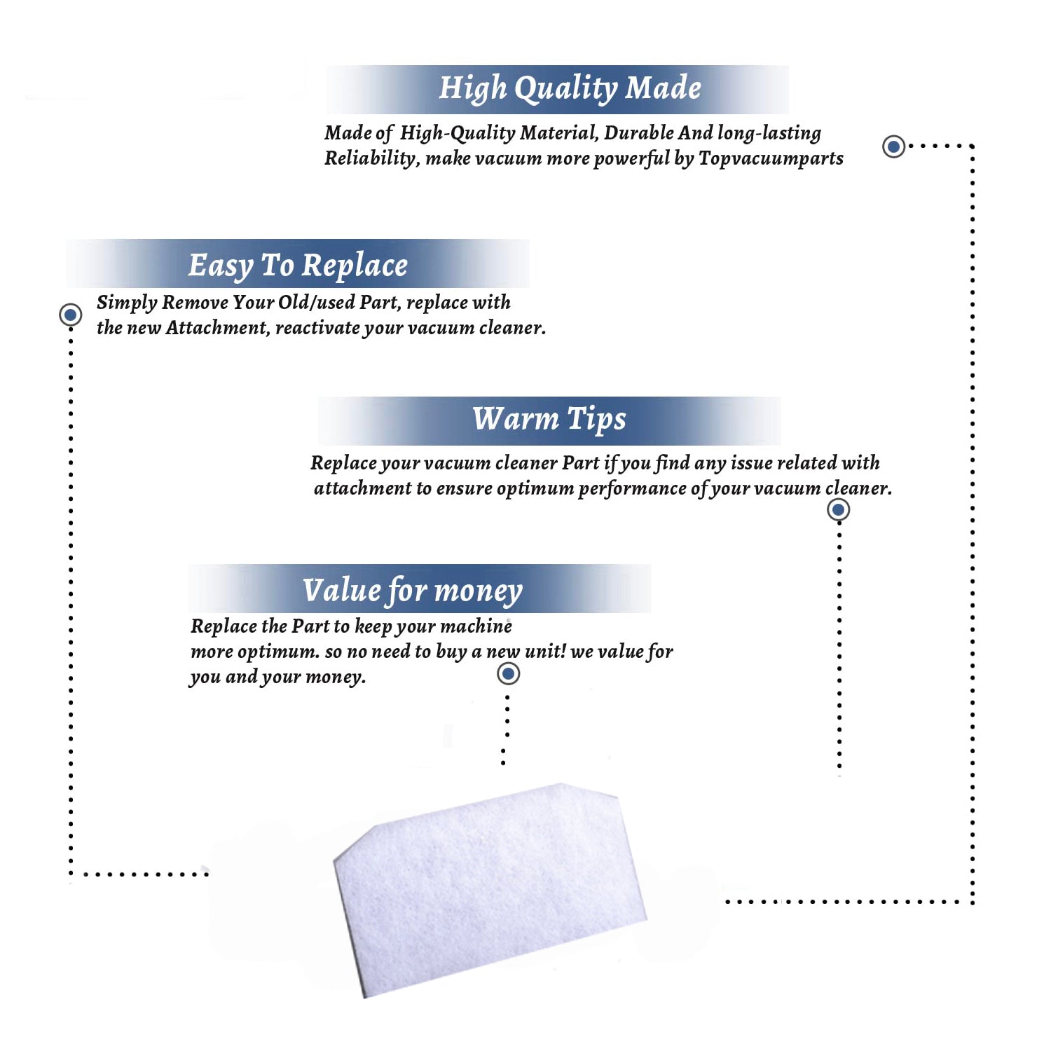 Topvacuumparts Replacement Part For Hoover WindTunnel T-Series Tempo Bagged Upright Vacuum Cleaner Secondry Filter # compare to part 902417001
