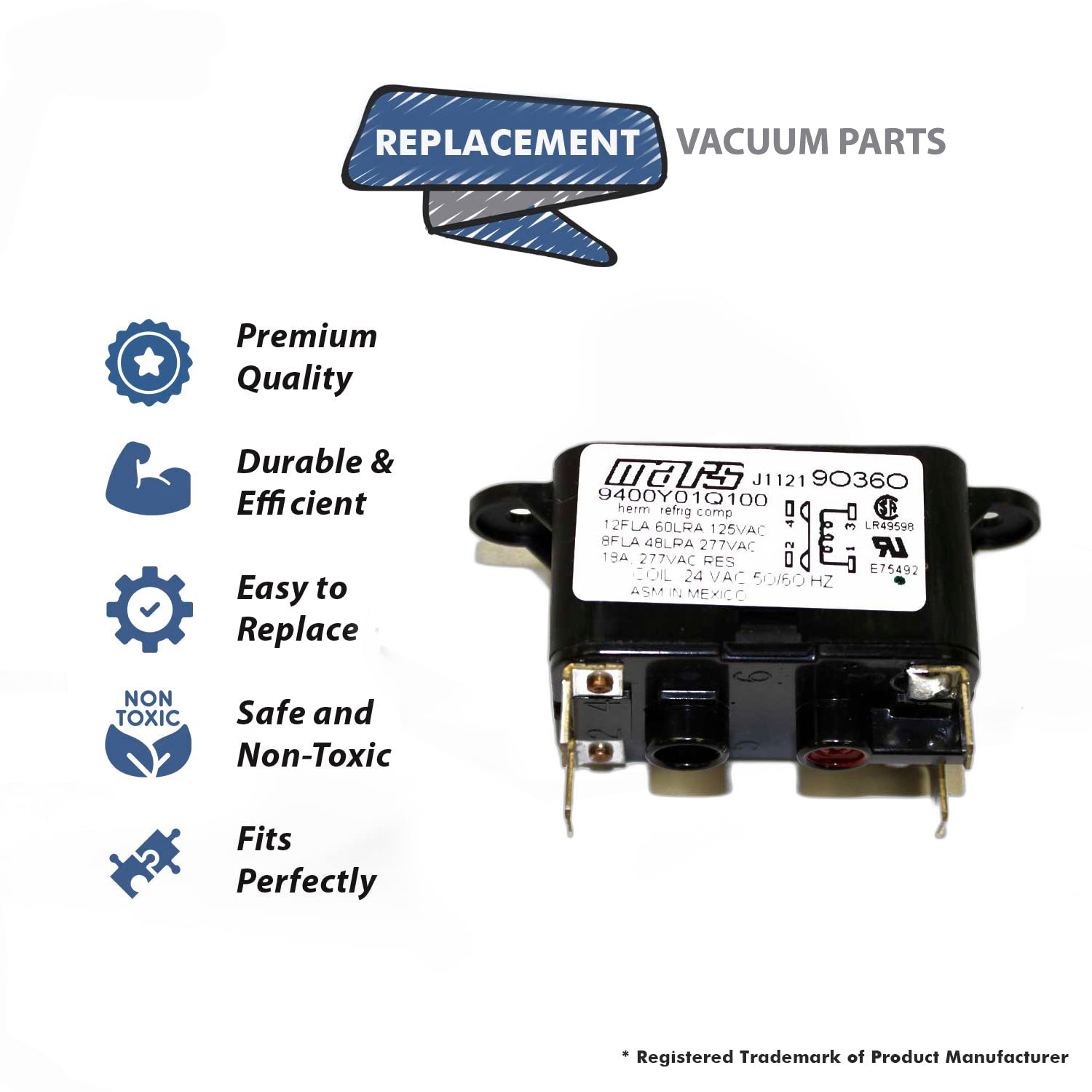 Topvacuumparts Replacement Part For Vaccum Cleaner Central Vacs 24V for Older Single Motor # compare to part 90360
