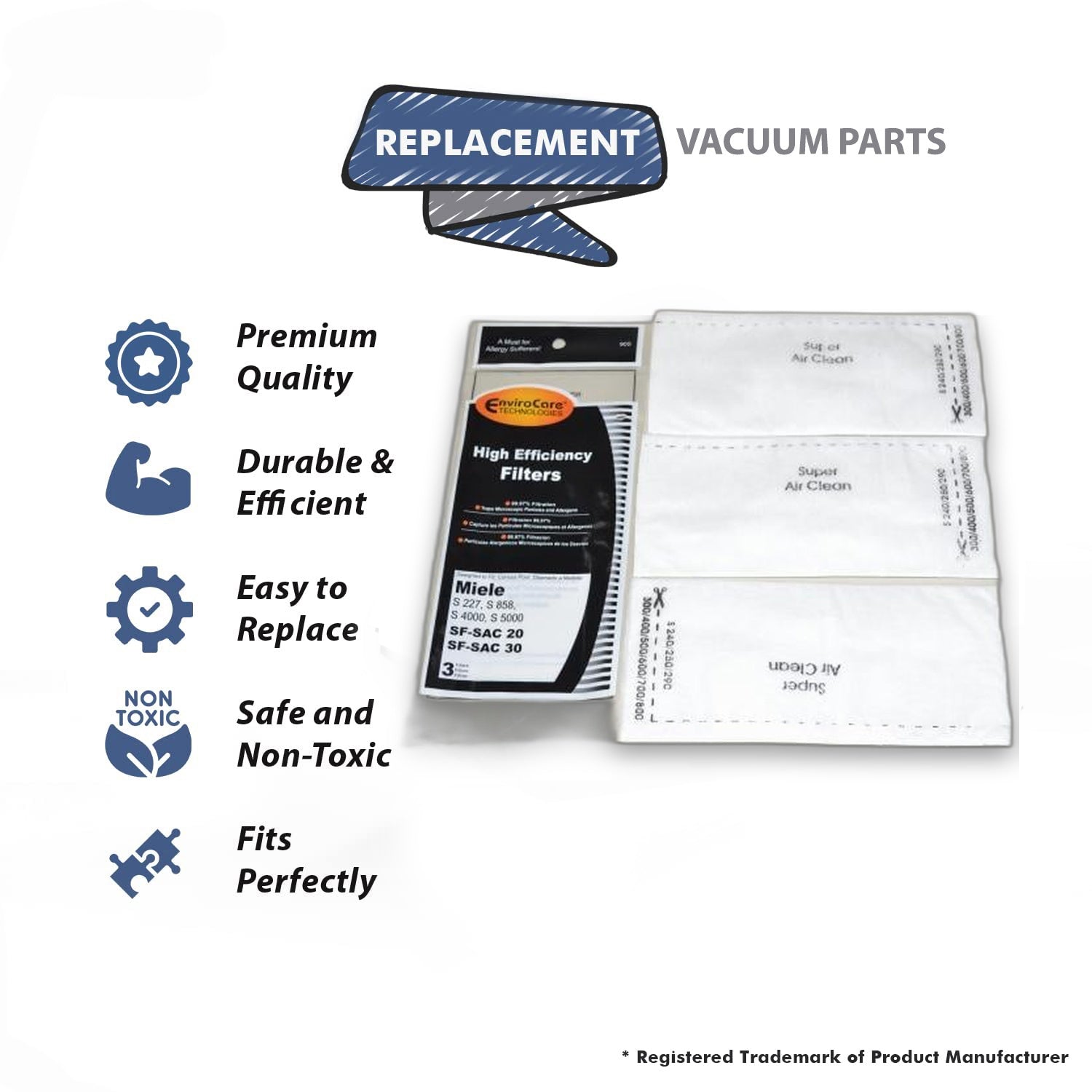 Topvacuumparts Replacement Part for Miele Vacuum Secondary Filter 6 Works with S 4000, S 5000, SF-SAC30, SF-SAC20 Models