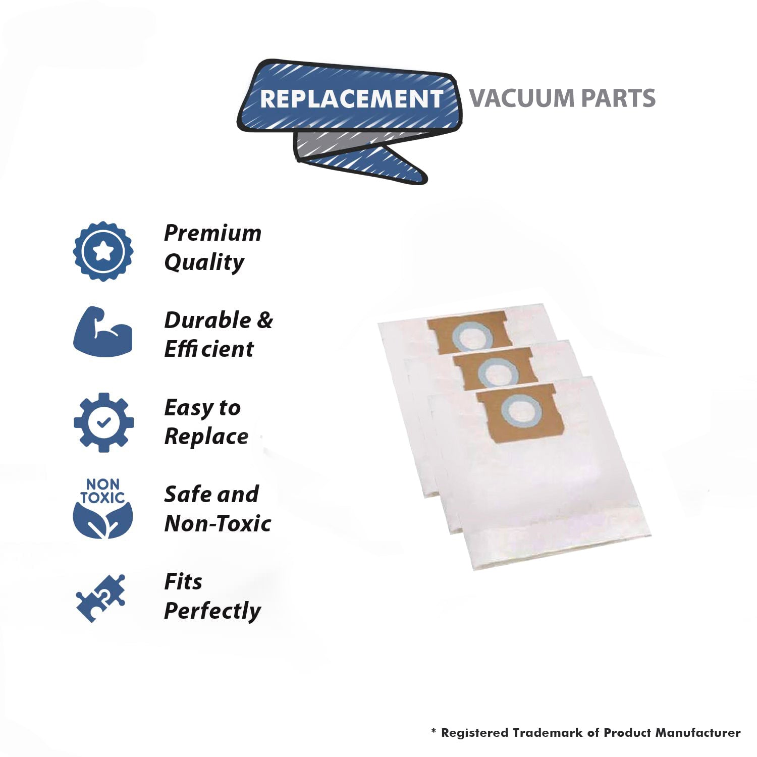 Topvacuumparts Replacement Part For Shop Vac 1.5 Gallon, Vacuum Cleaner Paper Bags 3PK # compare to part 906 67 00