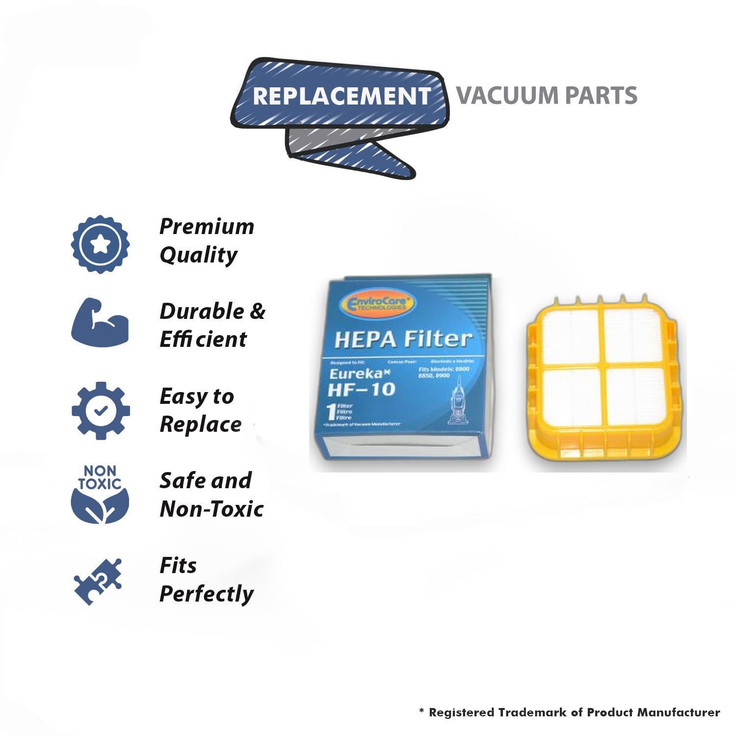 Topvacuumparts Replacement Part for Eureka Senitaire Bagless Capture Upright Vacuum Cleaner HF-10 Hepa Filter 2Pk # compare to part 63347B-4