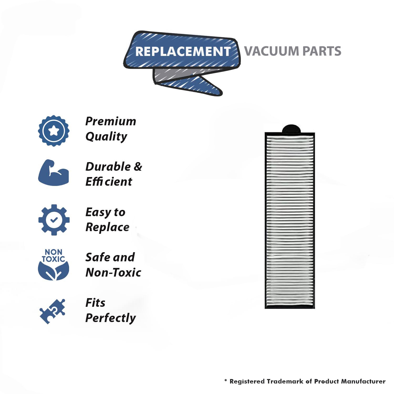 Topvacuumparts Replacement Part for Bissell Style 8 Hepa Filter 2Pk Fits 3760, 4220, 6850, 6860, 3750, 6595, 6801, 6390 Models # compare to part 3091