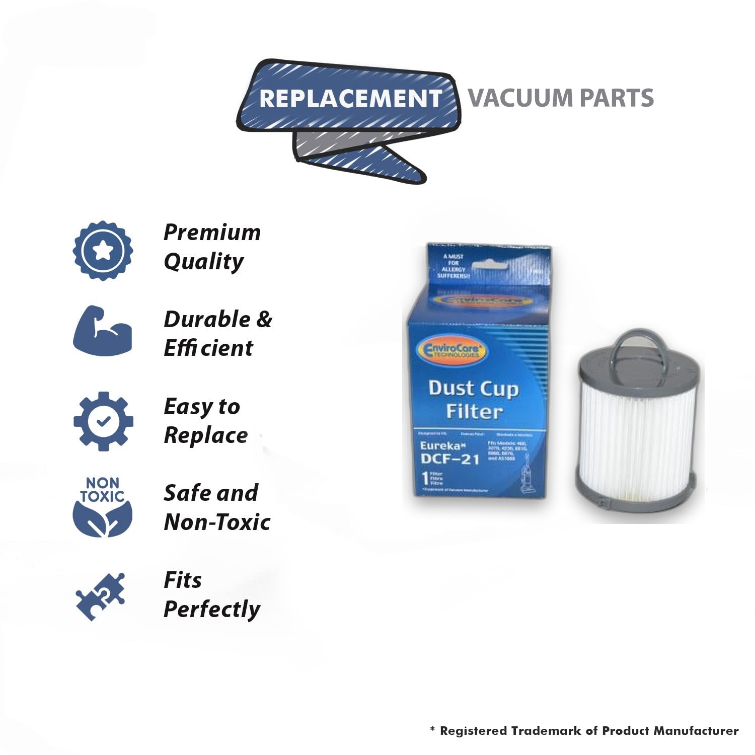 Topvacuumparts Replacement Part for Eureka DCF21, DCF-21 Air Speed Upright Filter for 4235AZ, 4236AZ, 460AZ, SA3276AZ, UK4237AZ, 2PK # Part 68931A-2