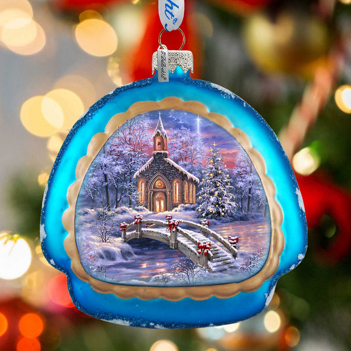 O Come Emmanuel Rainbow Glass Christmas Ornament by D. Gelsinger - Nativity Holiday Decor - 756-026-DG