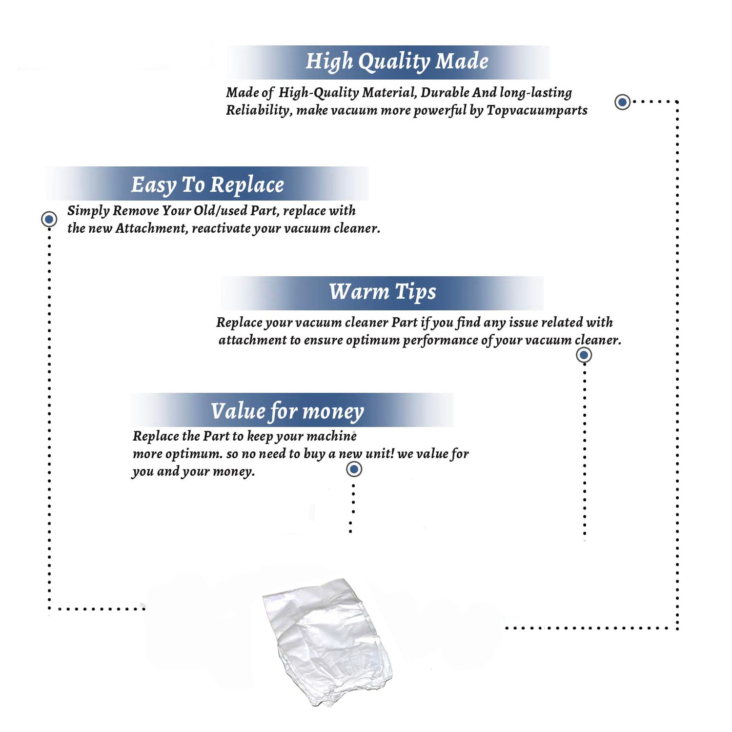 Topvacuumparts Replacement Part For Modern Day 12 Gallon Vacuum Cleaner 5 Paper Bags # Compare to Part A MD814L