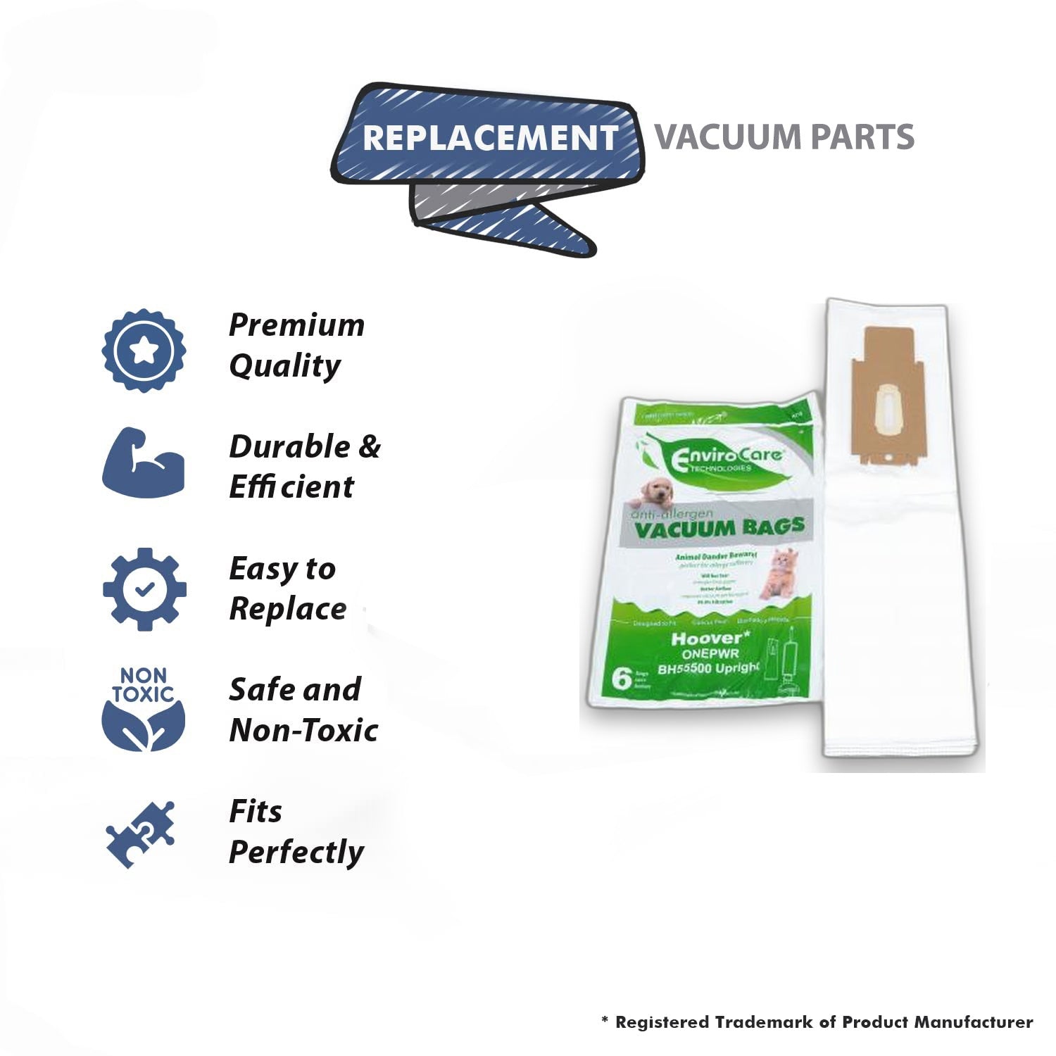 Topvacuumparts Replacement Part For Hoover BH55500 Vacuum Claner 6PK Paper Bag # compare to part A715