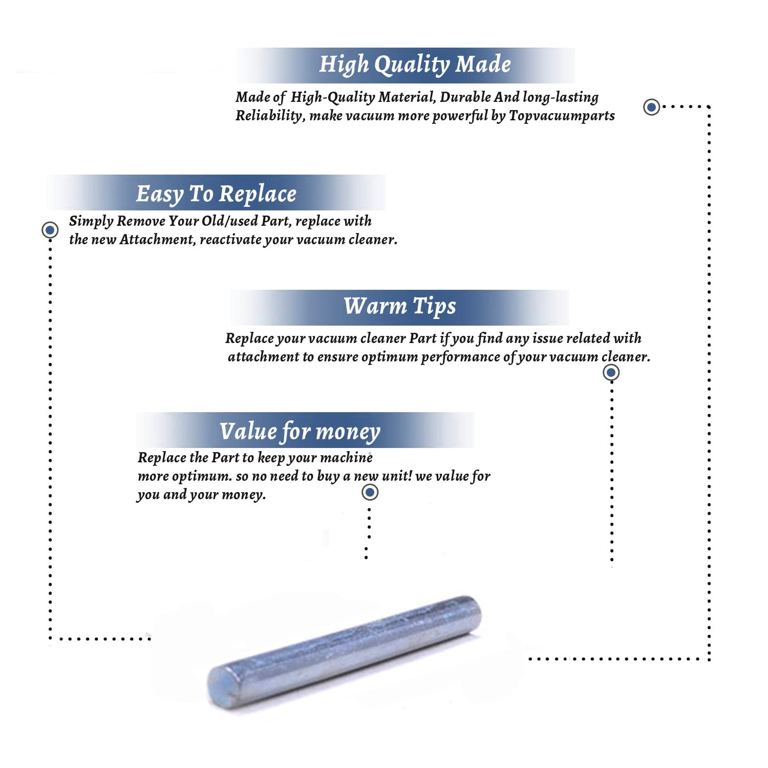 Topvacuumparts Replacement Part For Pansonic MC-V7367,MC-UG693 Vacuum Cleaner Front Wheel Axle # compare to part AC16CNXZ00