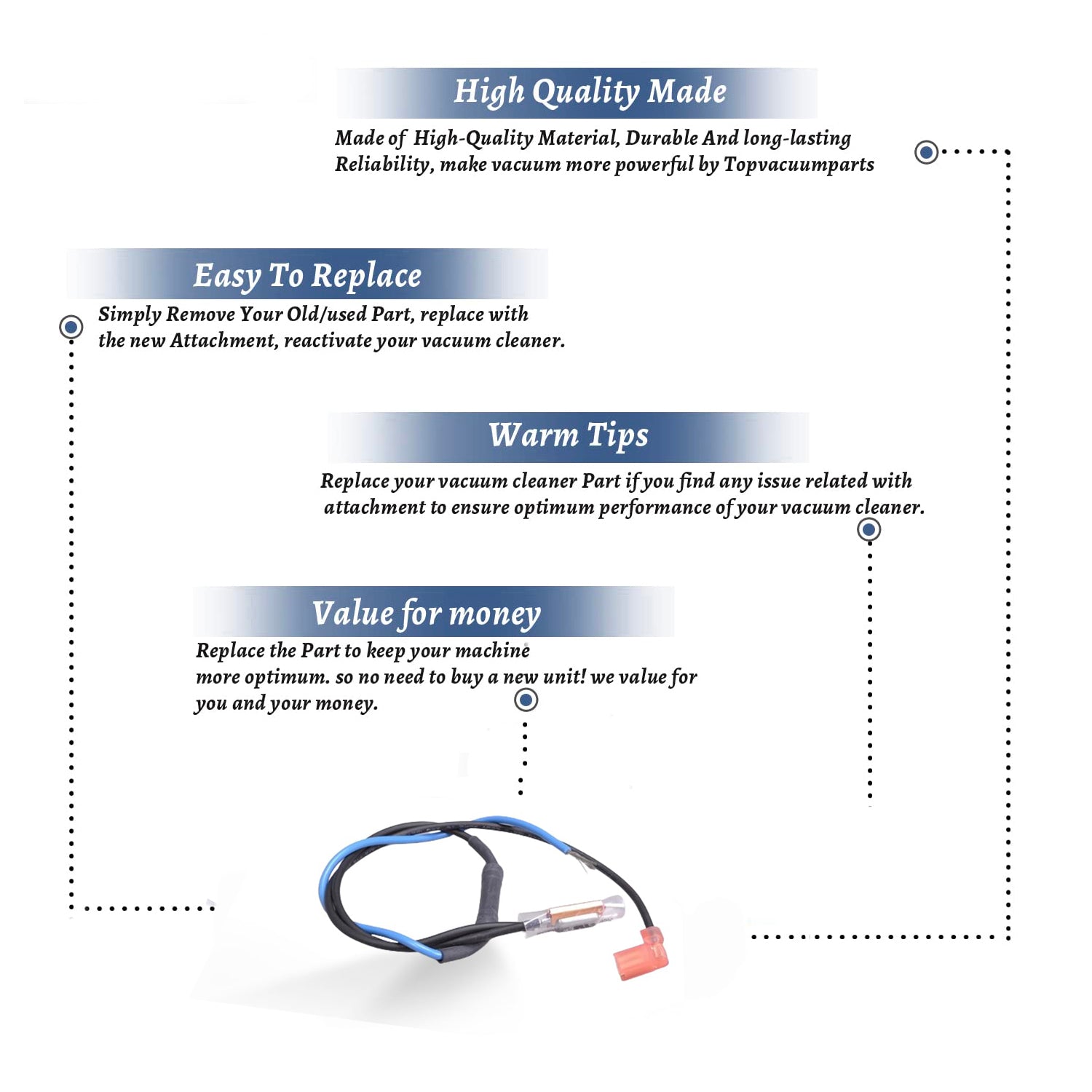 Topvacuumparts Replacement For Panasonic MC-V5247 Vacuum Cleaner Thermal Protector # Compare to Part AC76FARSZ00
