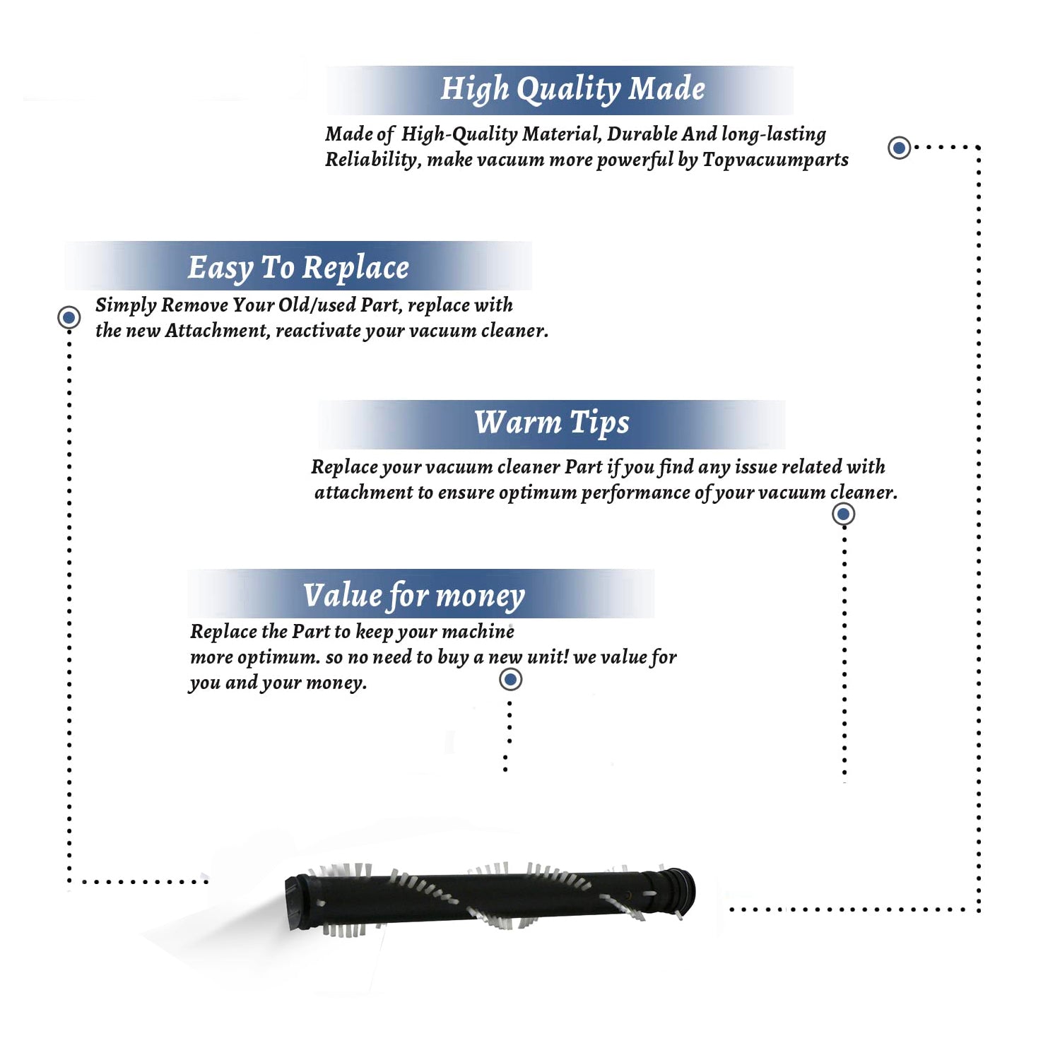 Topvacuumparts Replacement Part For Panasonic V7600,MC-UL671 MC-V7600 Upright Vacuum Cleaner Brushroll # Compare to Part AC84RCKPZ000