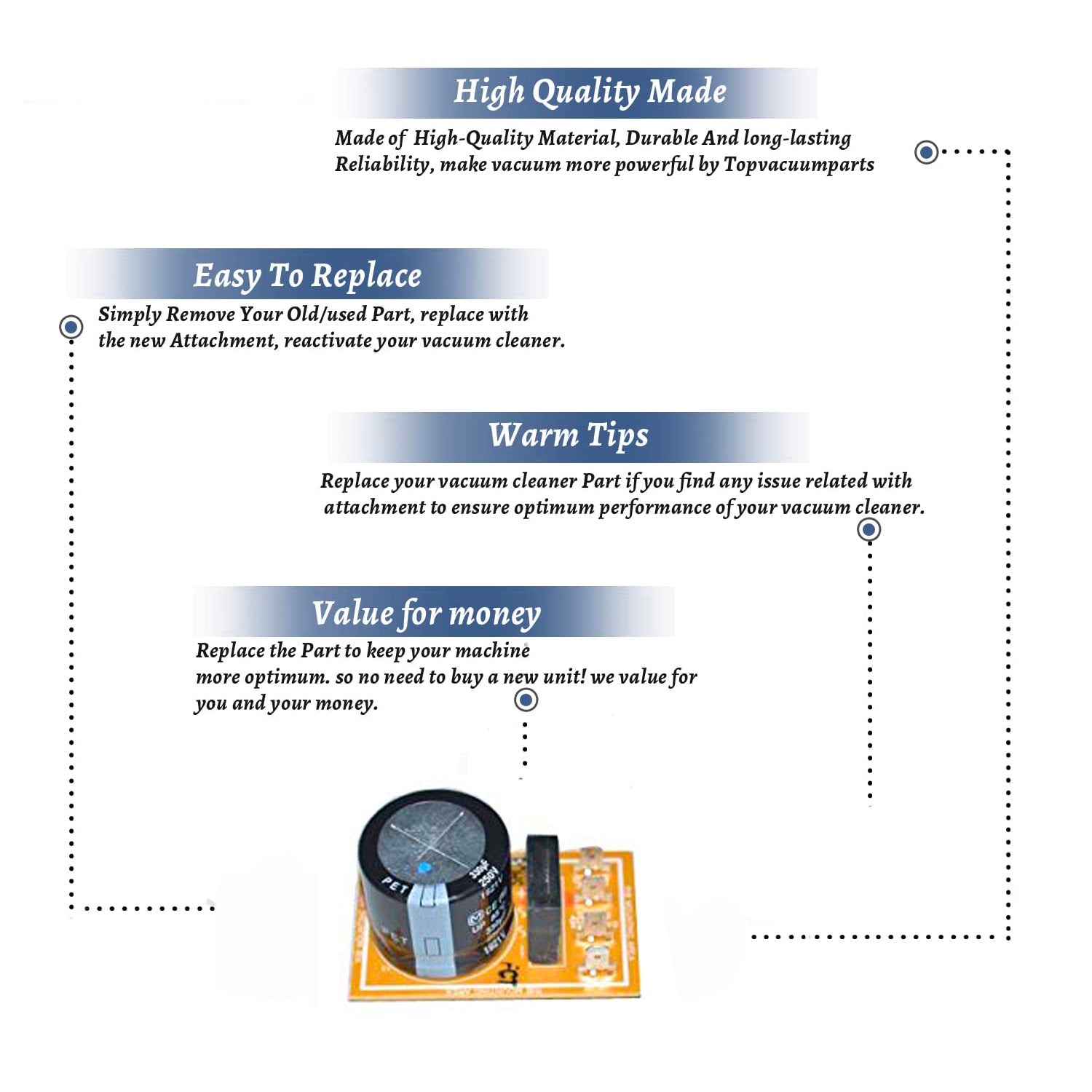 Topvacuumparts Replacement Part For Panasonic MC-UG729 Platinum Vacuum Cleaner PC Board # compare to part AC85VDMTZ000