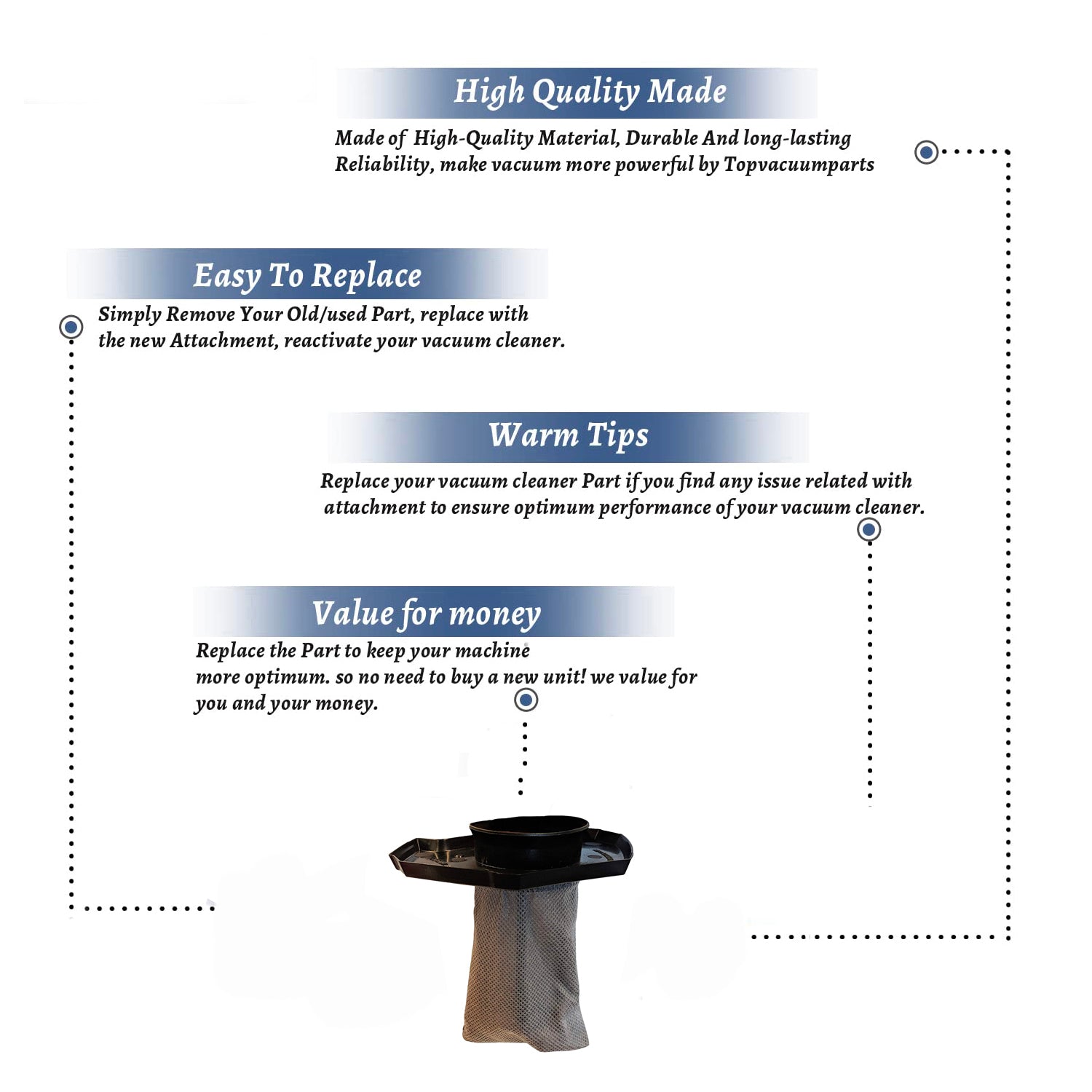 Topvacuumparts Replacement For Dirt Devil Power Express Lite Vacuum Cleaner Filter Fits SD22020, Dirt Devil Filter 1PK # compare to parts AD40114