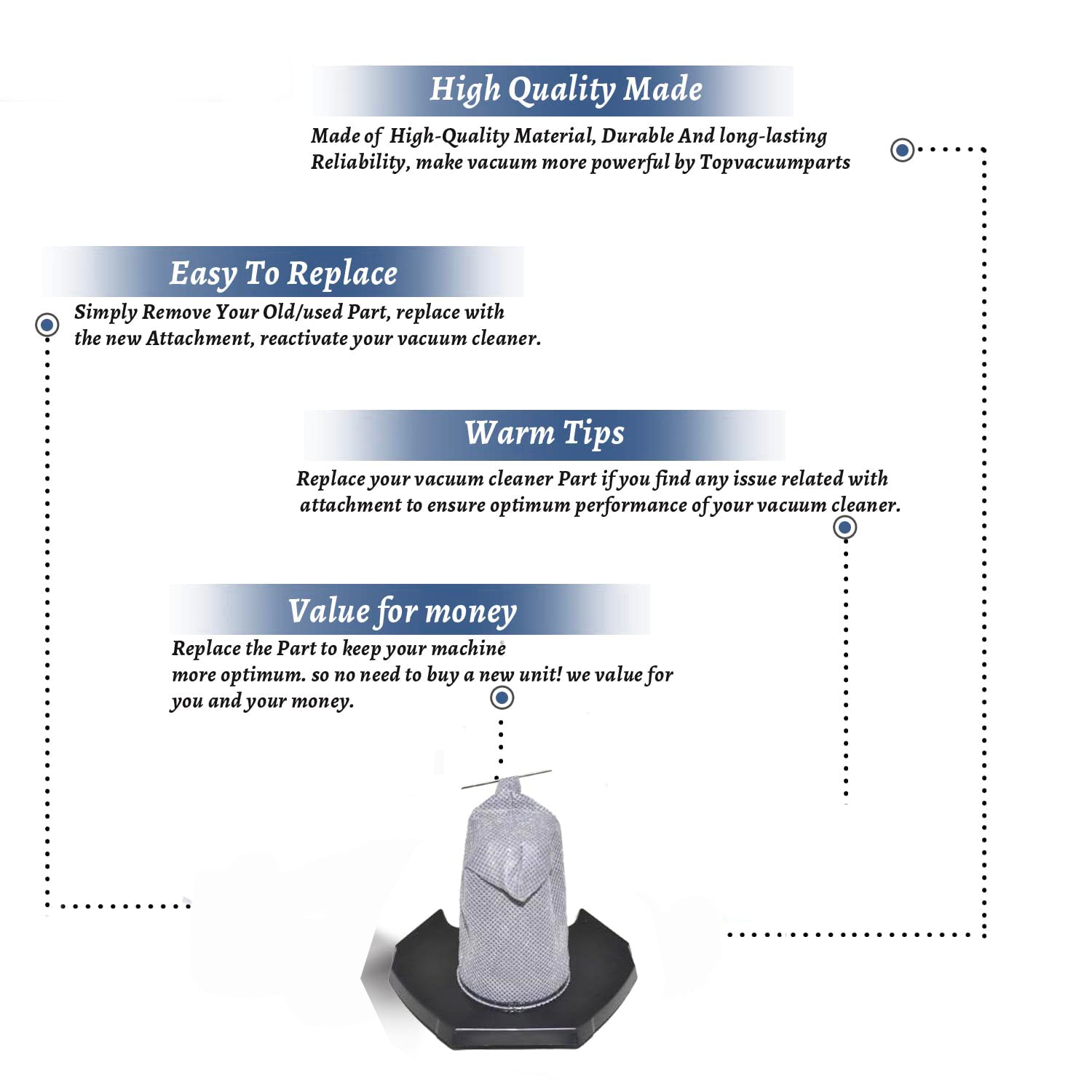 Topvacuumparts Replacement For Dirt Devil Vacuum Cleaner Pre Motor Filter Fits to SD22020, Dirt Devil Filter 2PK # compare to part AD40114