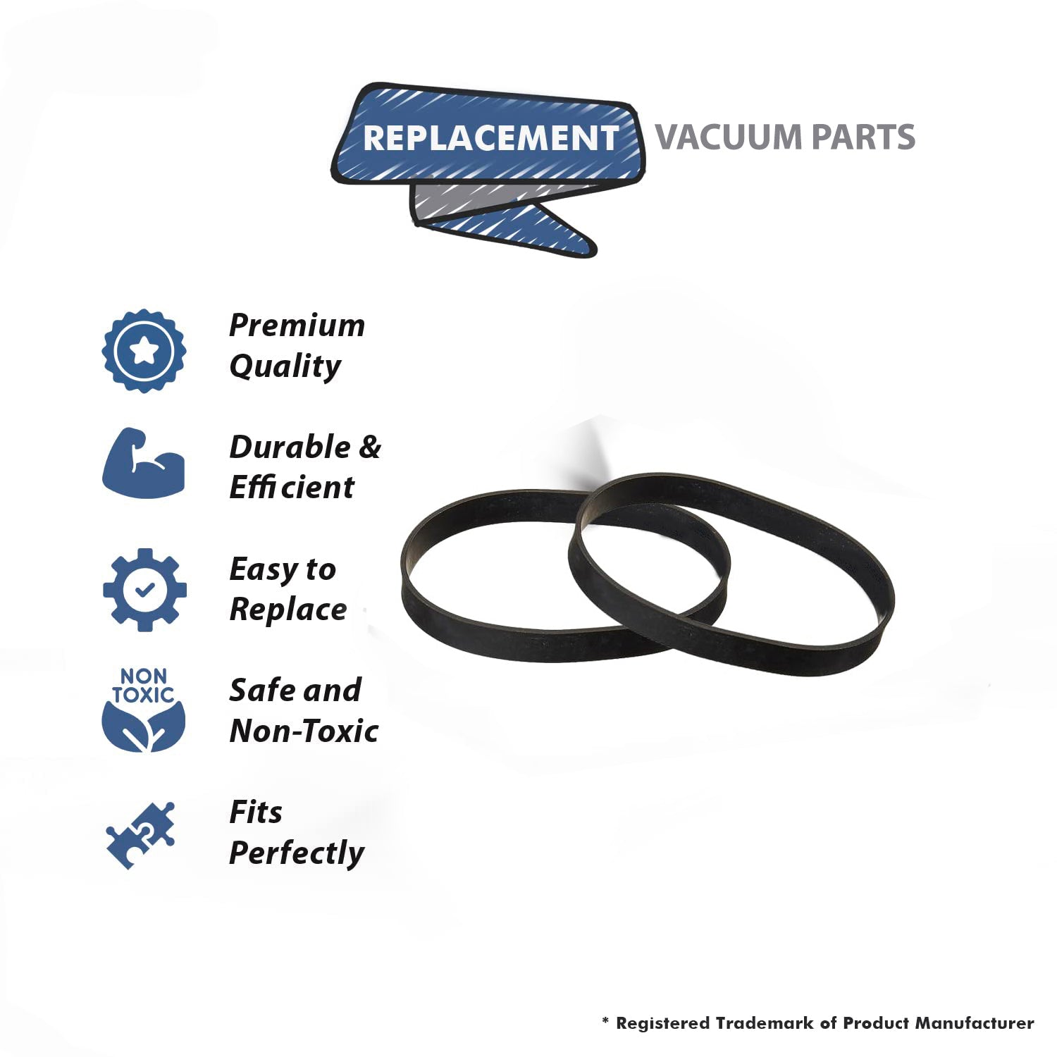 Topvacuumparts Windtunnel Flat Belt Replacement Part for Hoover Vacuum Uh71009 2Pk # Compare to Part AH20080