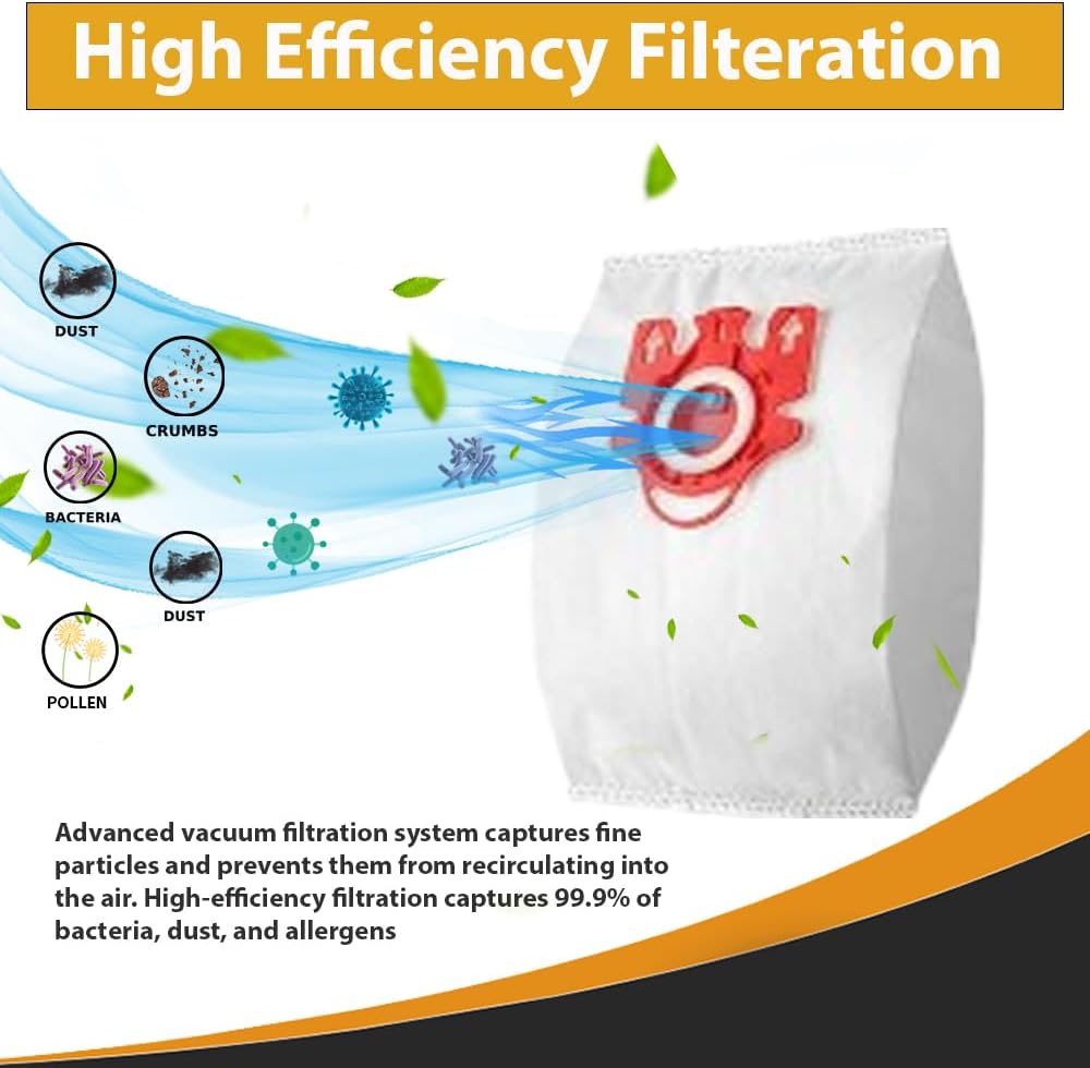 Topvacuumparts FJM Bags for Miele Compact C1 C2, Complete C1, S241 S290 S300i S500 S700 S4 S6 Series Vacuum; Replaces 10123220, 7291640