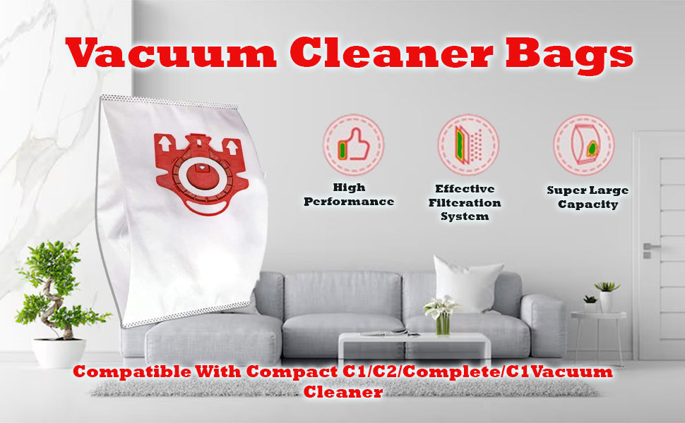 Topvacuumparts FJM Bags for Miele Compact C1 C2, Complete C1, S241 S290 S300i S500 S700 S4 S6 Series Vacuum; Replaces 10123220, 7291640