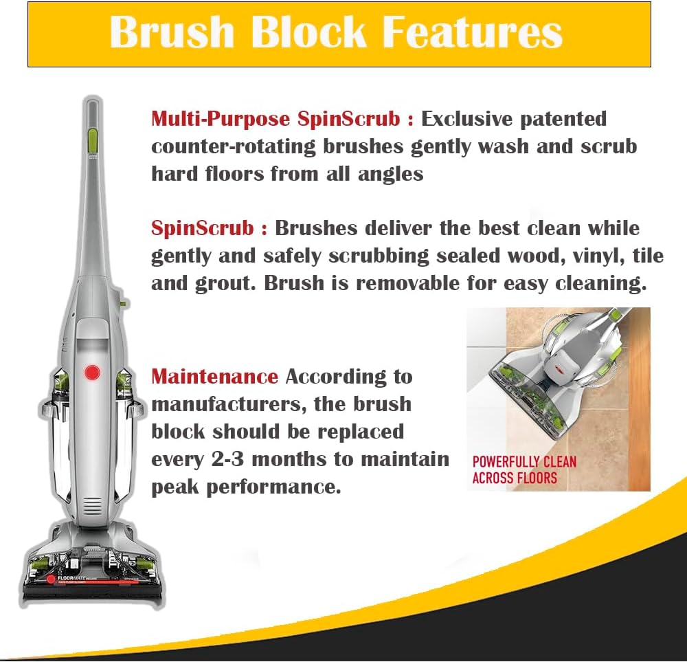 Topvacuumparts FloorMate Deluxe SpinScrub Brush Block Replacement for Hoover Fh40160 Fh40150 BH55100 Vacuum Cleaner Parts 440004832