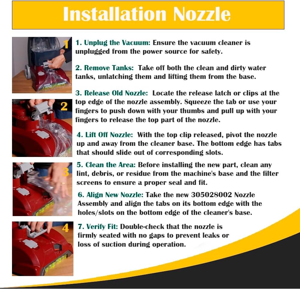 Replacement for Hoover Power Scrub Elite Pet/Deluxe Nozzle Assembly with Brush Block Compatible with FH50251, FH50150, Compare to Part # 305028002 & 440003857