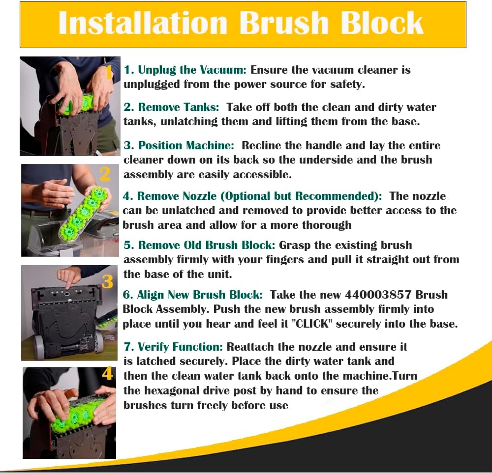 Replacement for Hoover Power Scrub Elite Pet/Deluxe Nozzle Assembly with Brush Block Compatible with FH50251, FH50150, Compare to Part # 305028002 & 440003857