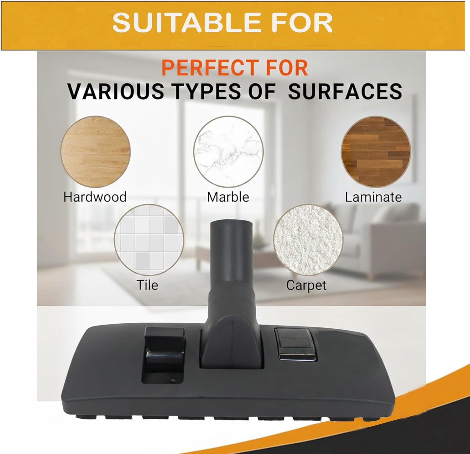 Topvacuumparts 1 1/4 inch 32mm Universal Vacuum Cleaner Euro Floor Brush Head Brush Attachment for Floor and Carpet Combo Tool (Black)