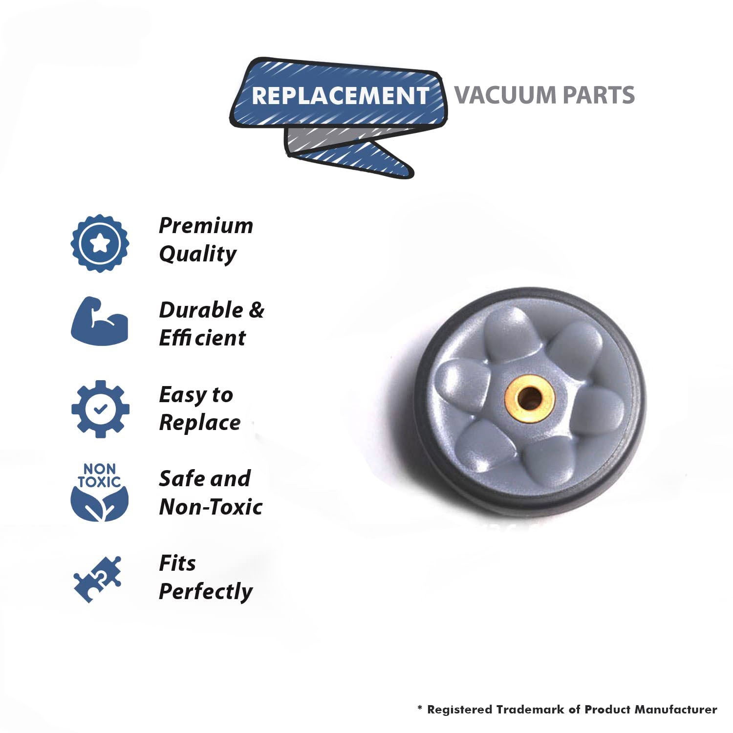 Topvacuumparts Replacement Part For Fuller Brush Commerical Upright Vacuum Cleaner FBP-14PW Rubber Rear Wheel # Compare to Part B210-0531