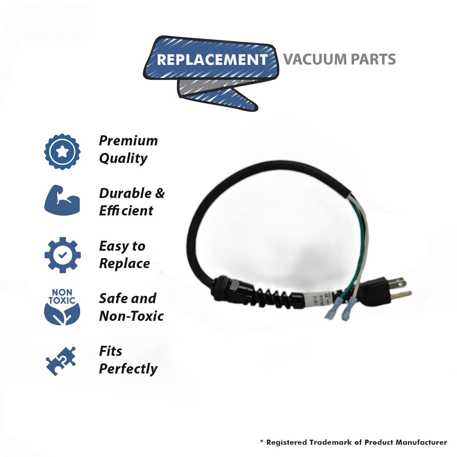 Topvacuumparts Replacement Part For Eureka Vacuum Cleaner PF300BP, Black Harness Short Power 3-Wire Cord # compare to part B352-3200