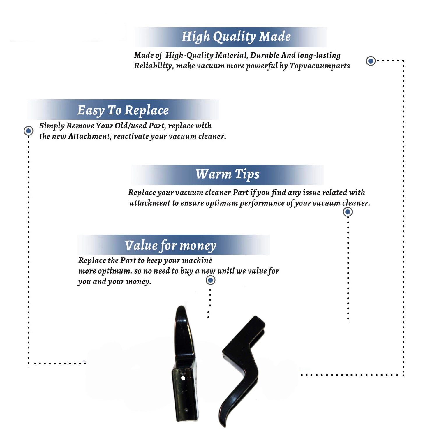 Topvacuumparts Replacement Part For Fitall Vacuum Cleaner Heavy Duty Plastic Cord Hook 2pk with Screws # compare to part BK702