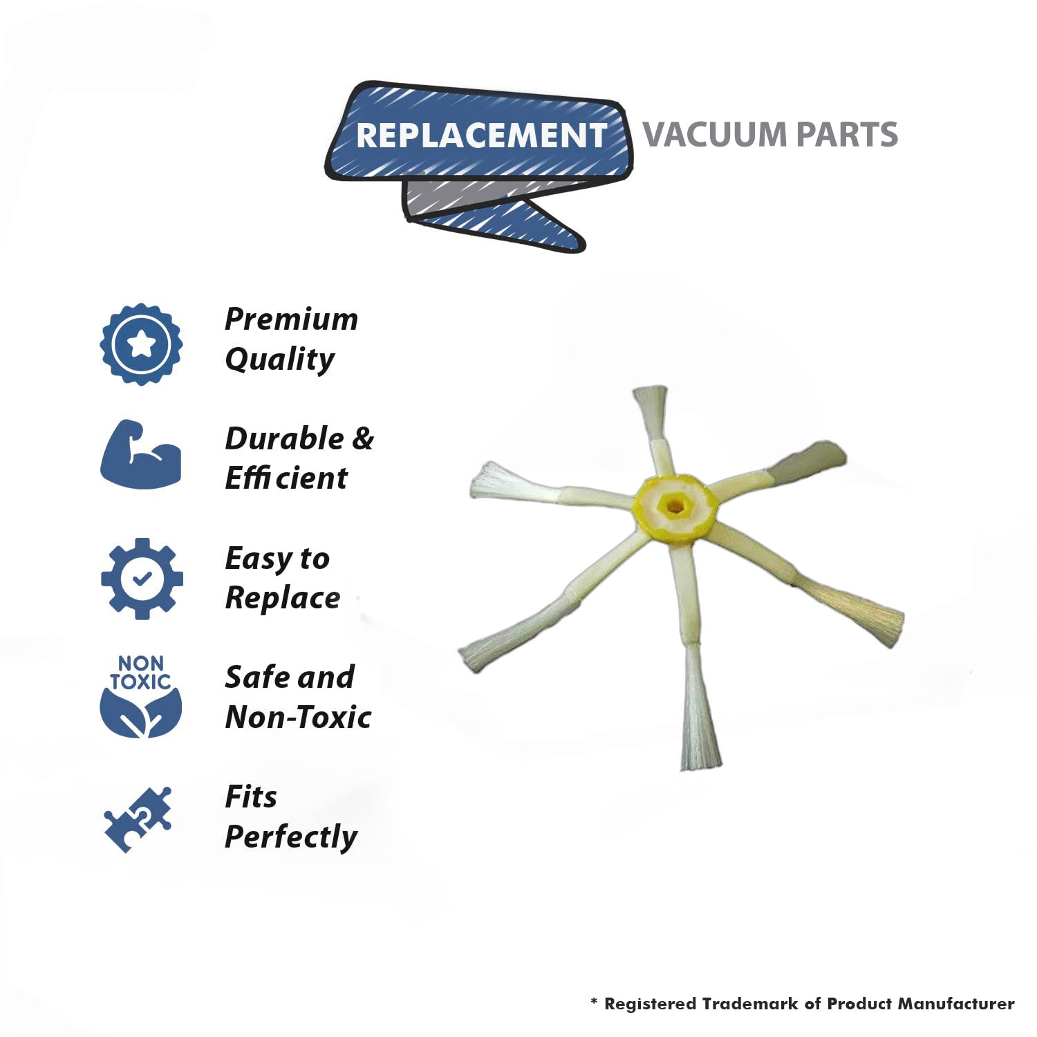 Topvacuumparts Replacement Part For iRobot Roomba 6 Arm Side Brush Part for iRobot 500,600,700,800 and 900 Series (1pack) # compare to part BY-29
