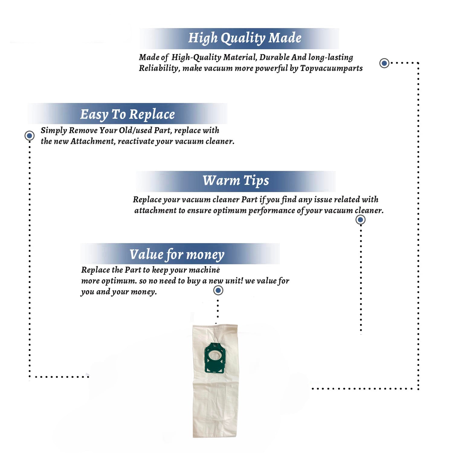 TOP Vccume parts Clean Obsessed H-10 HEPA Bags Fits Simplicity Freedom R10S, R10D,S10SAND & Riccar Supralite R10, R10SAND # compare to parts CH828