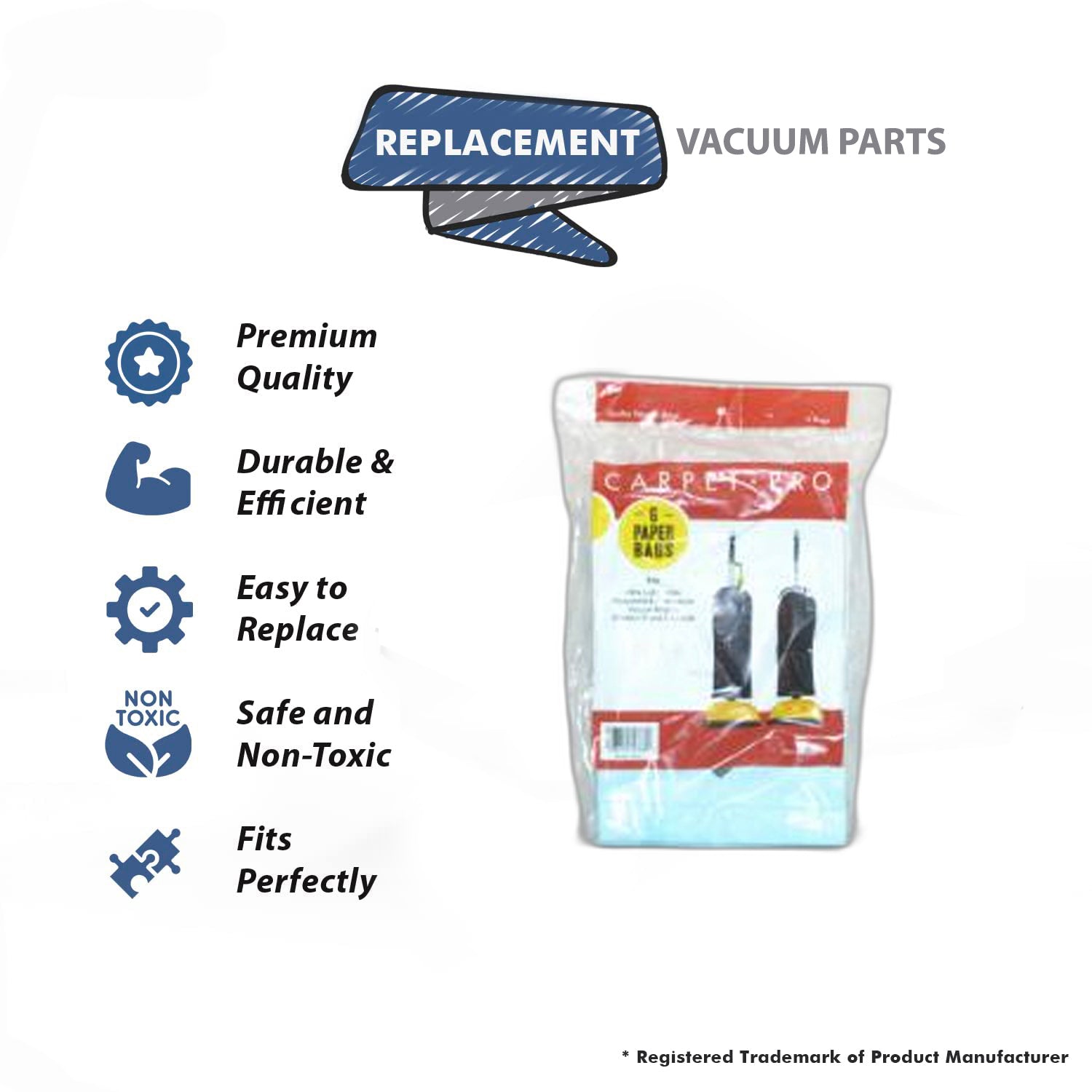Topvacuumparts Replacement Part For Carpet Pro CPULW Vacuum Cleaner 6 Micro Paper Bags # compare to part CPLW-P6